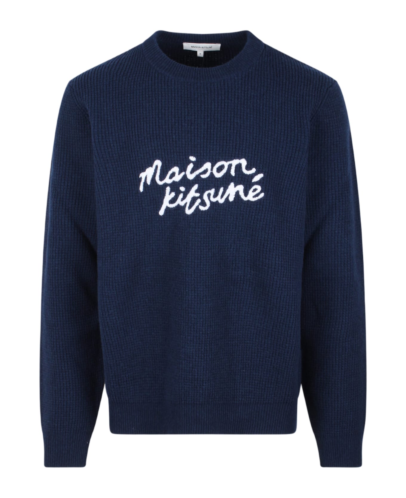 Maison Kitsuné Embroidered Logo Wool Jumper - Blue フリース