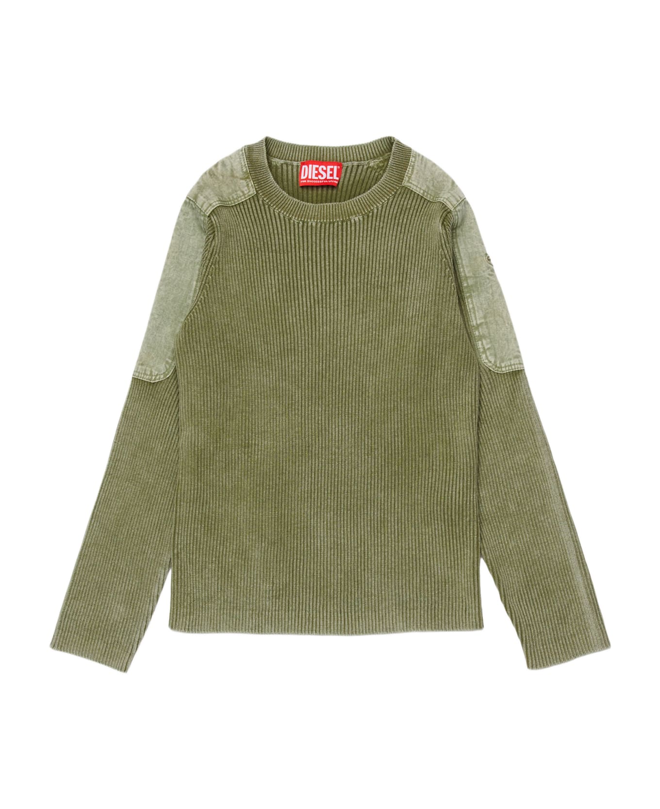 Diesel Kameryn Cotton Sweater With Shoulder Patch - Green