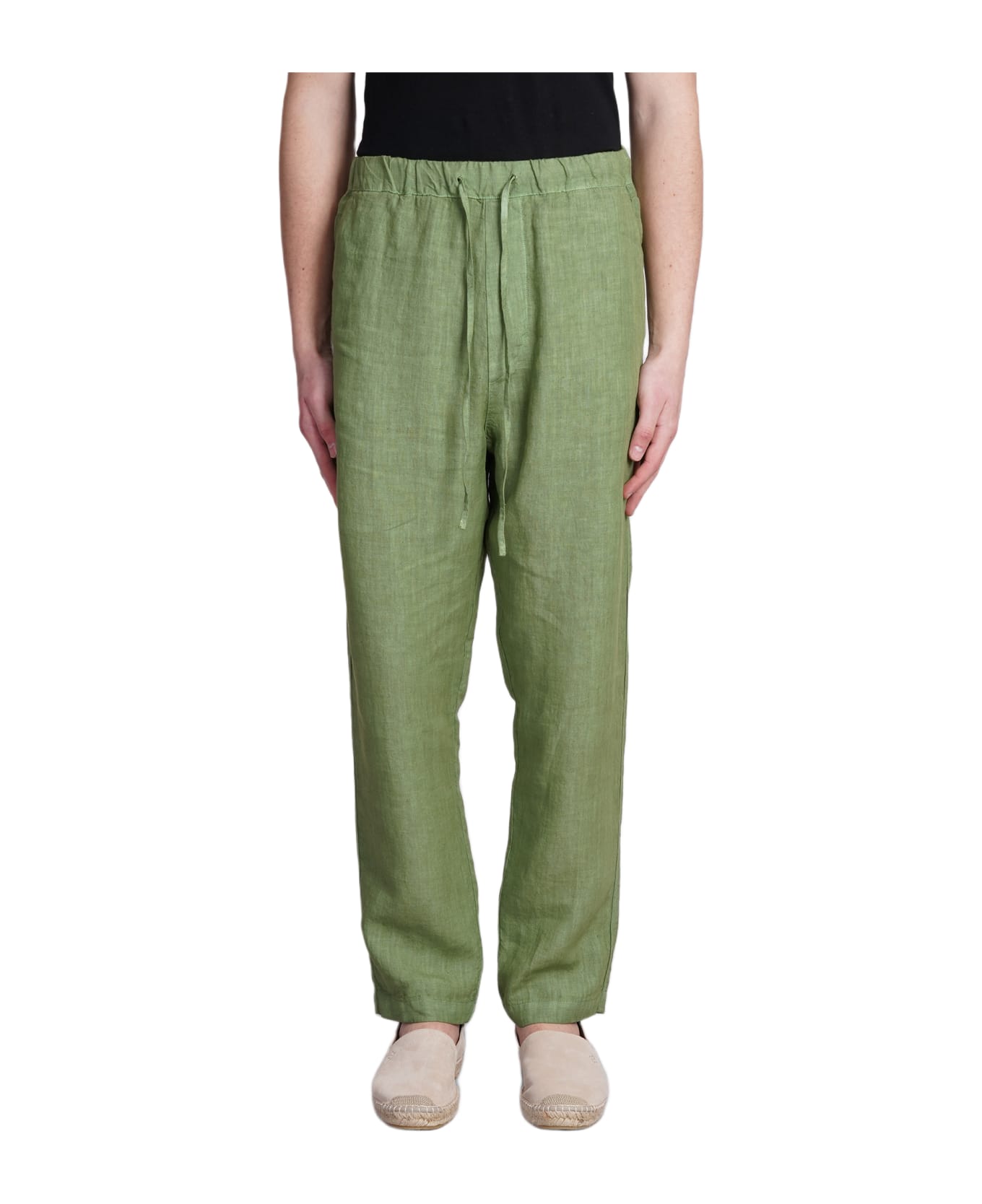 120% Lino Pants In Green Linen - green ボトムス