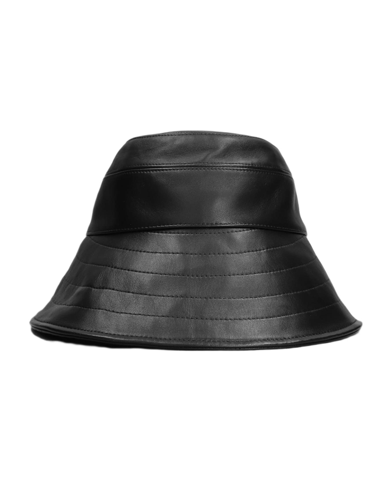 The Attico Leather Bucket Hat - BLACK