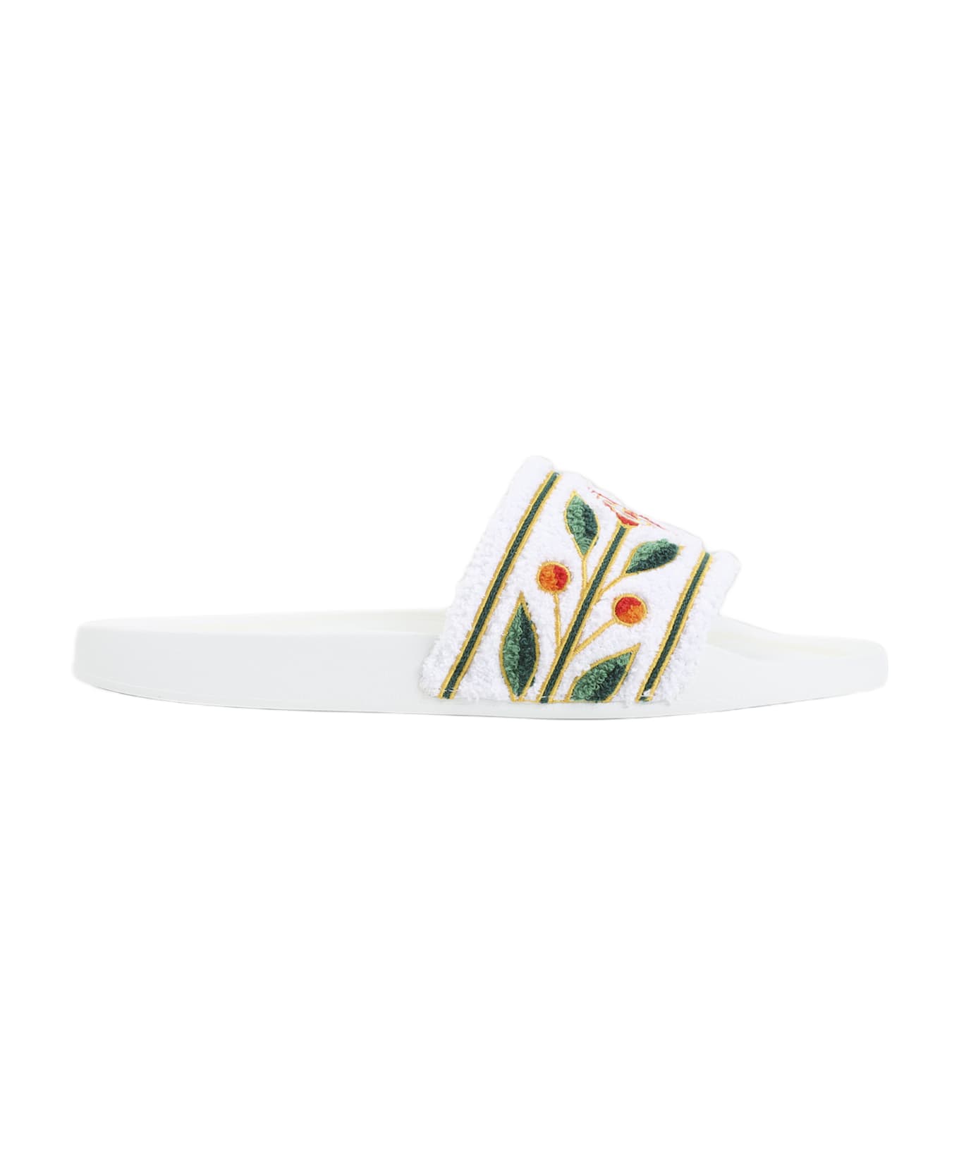 Casablanca Embroidered Terry Sandals - White