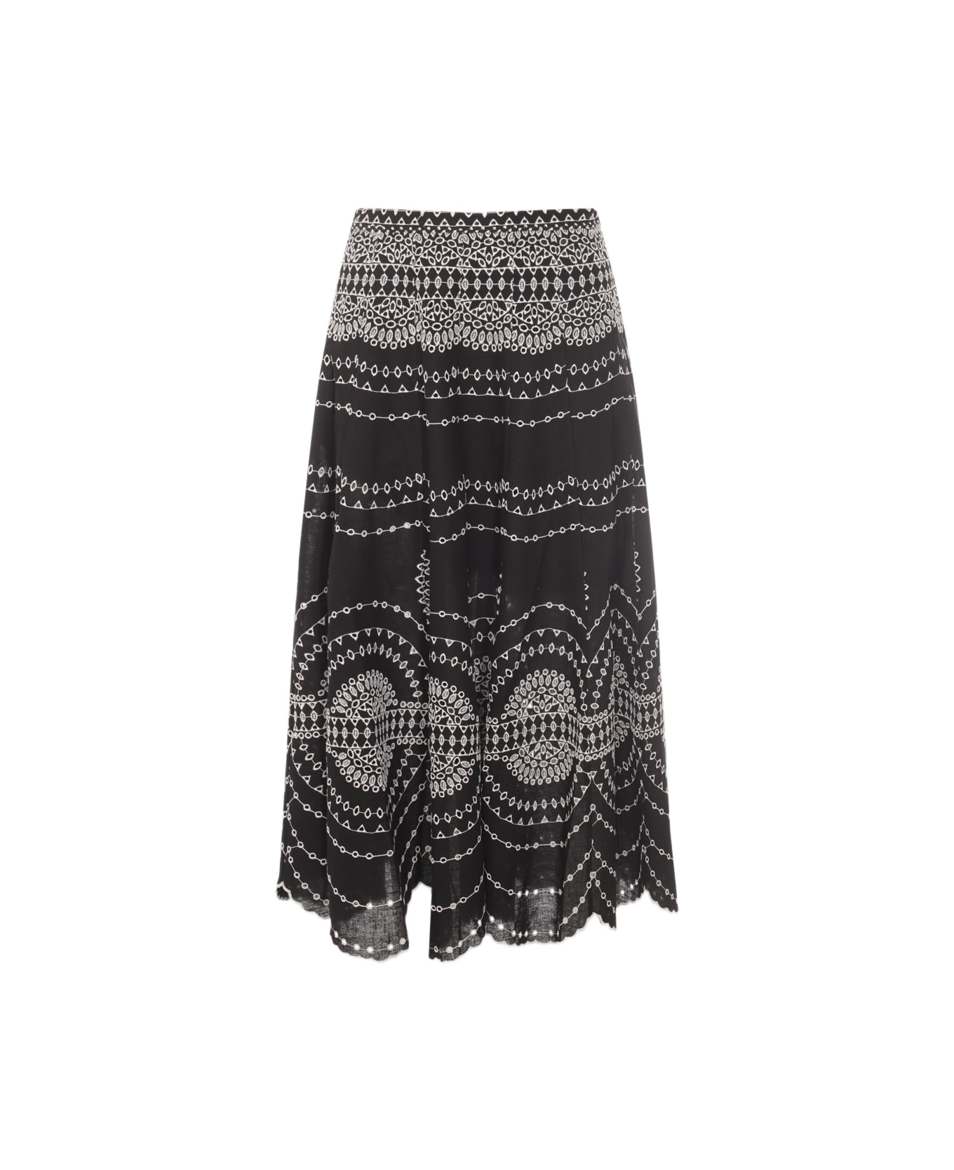 Charo Ruiz Black And White Cotton Skirt - Black