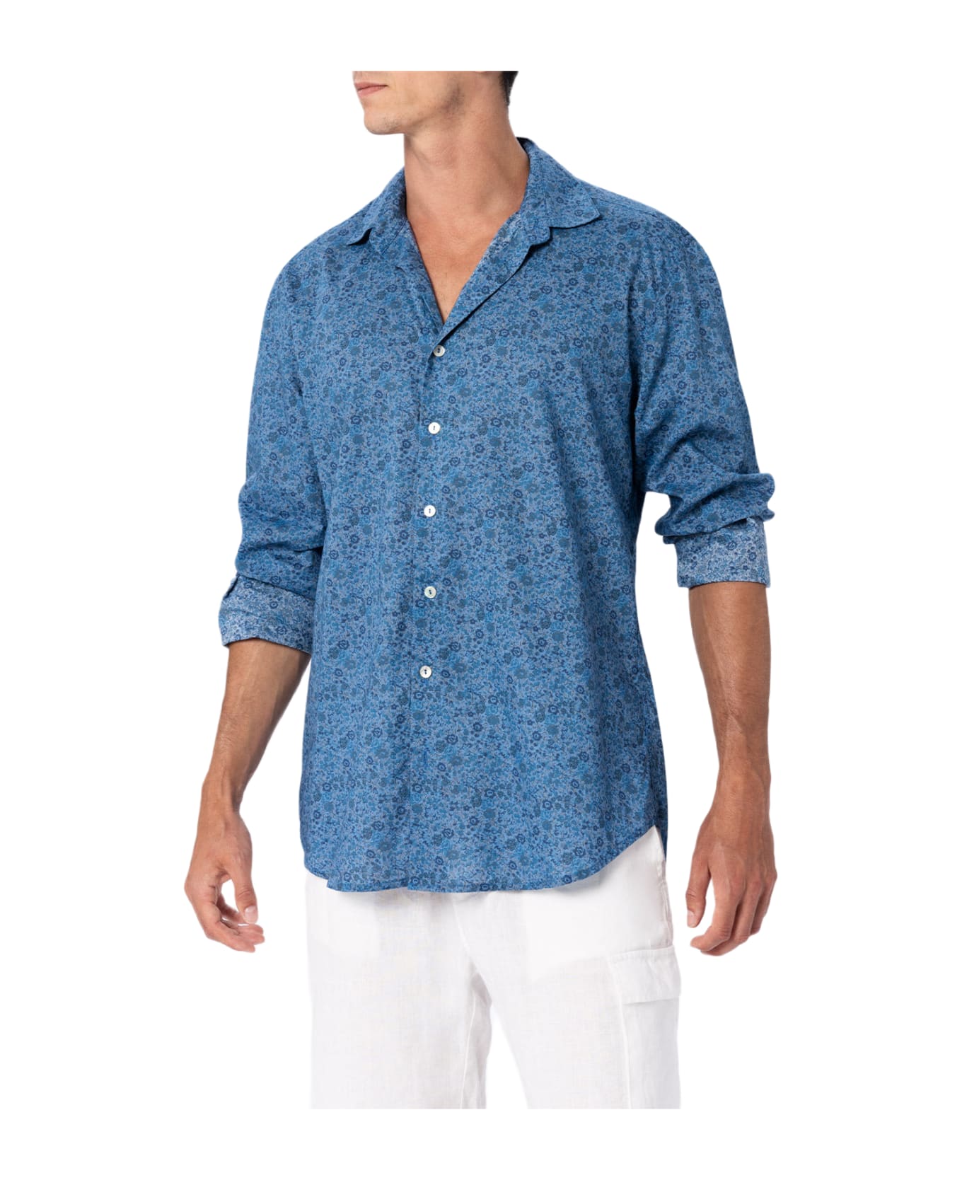 MC2 Saint Barth Man Emma 
Georgina Muslin Cotton Shirt Sikelia | Made With Liberty Fabric - BLUE