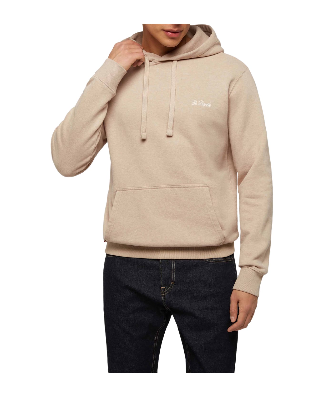MC2 Saint Barth Mélange Beige Sweatshirt Tribeca With St. Barth Embroidery - WHITE