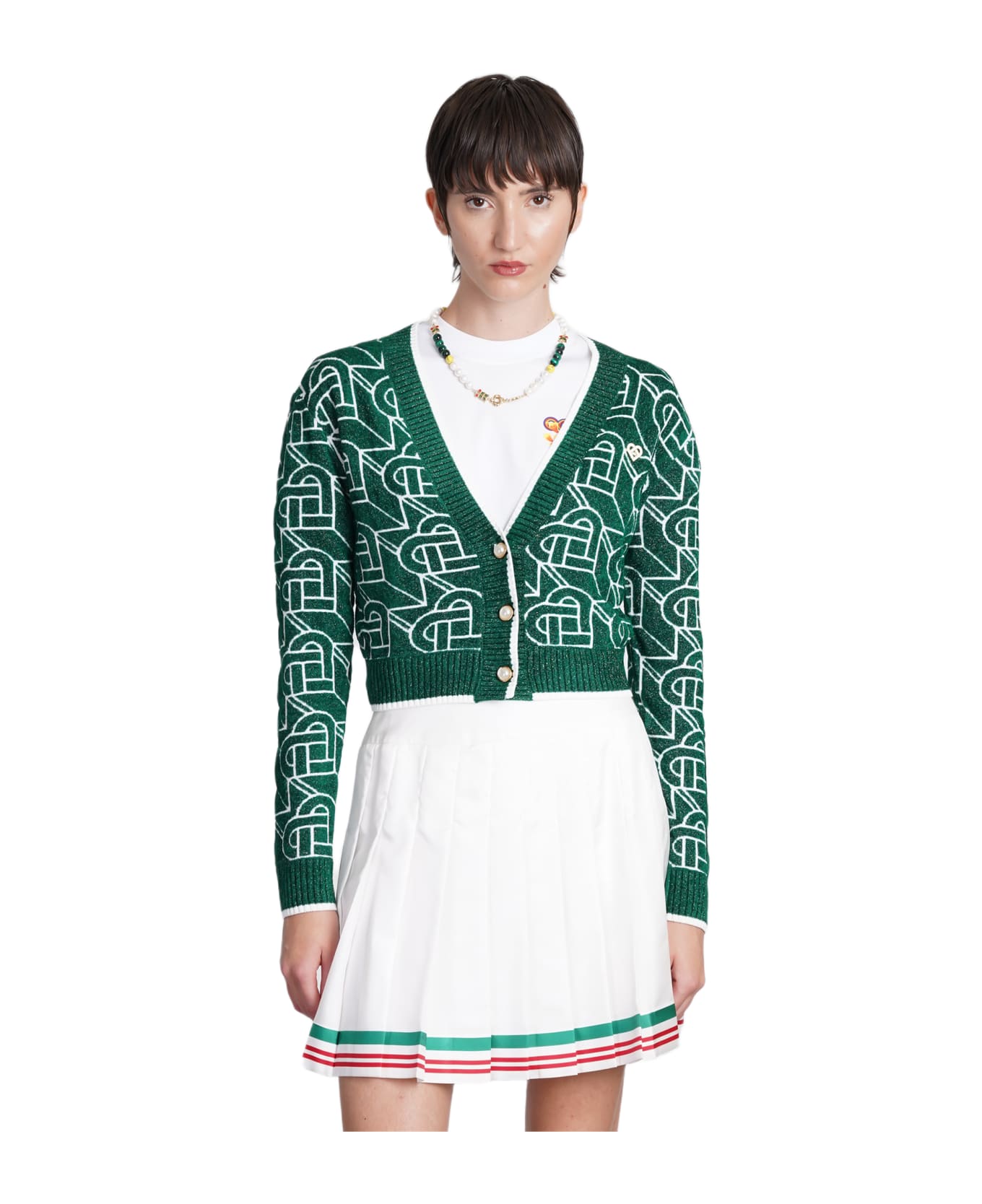 Casablanca Cardigan In Green Viscose - green