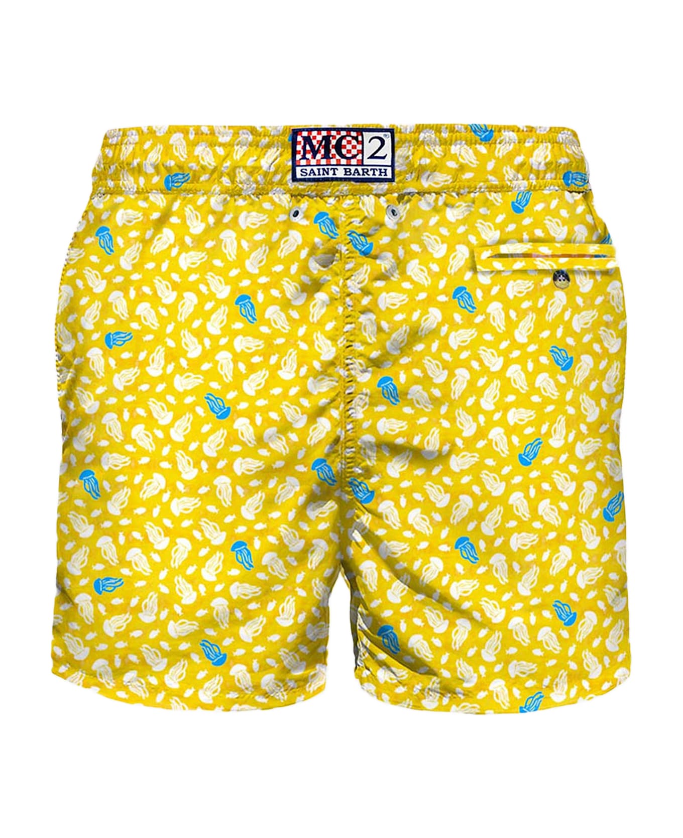 MC2 Saint Barth Light Fabric Swim Shorts Jellyfish Print - YELLOW