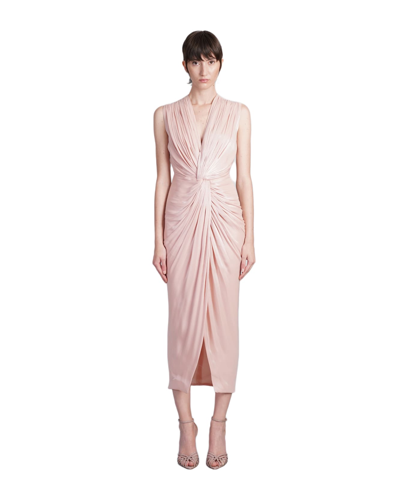 Costarellos Franca Long Dress In Rose-pink Polyester - rose-pink