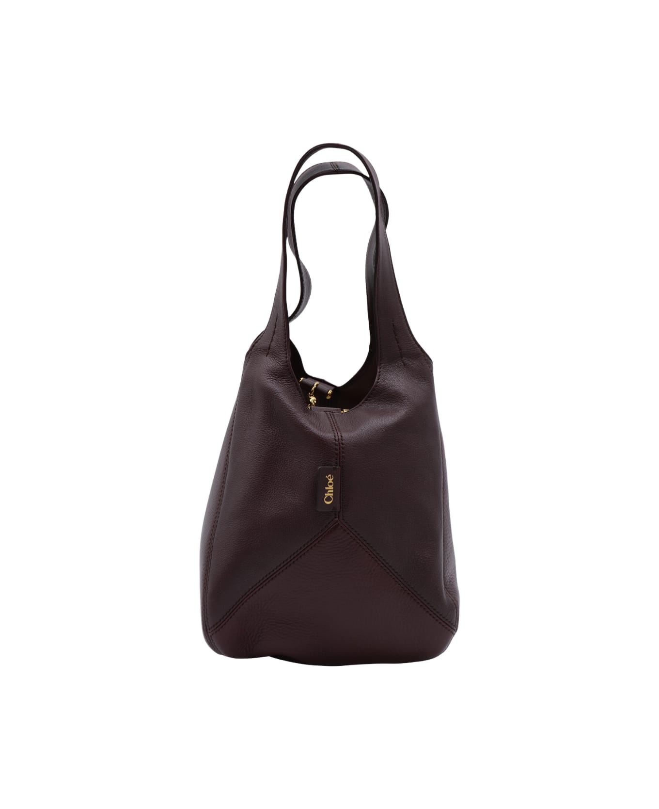 Chloé Dark Purple Leather Balloon Tote - GRENAT