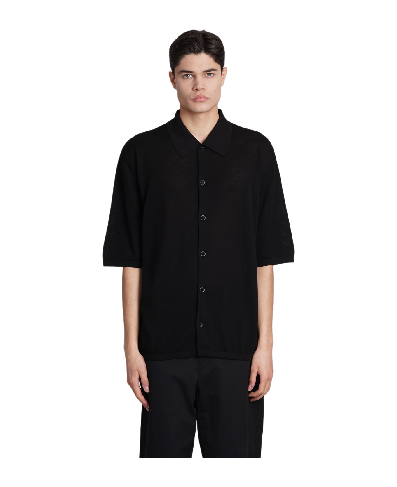 Lemaire Polo In Black Cotton - black ポロシャツ