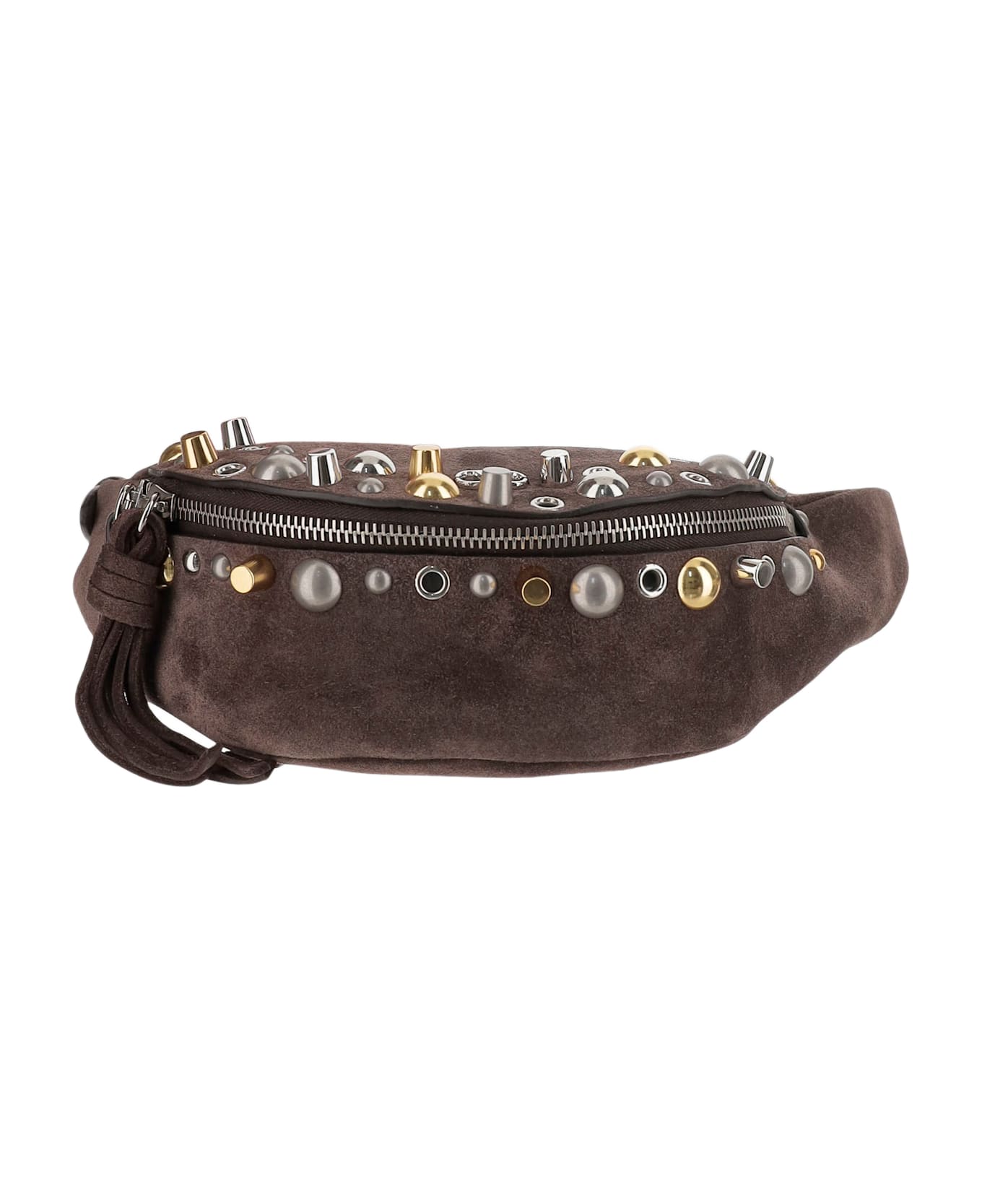 Valentino Garavani Nellcôte Pouch In Suede - Dark Brown
