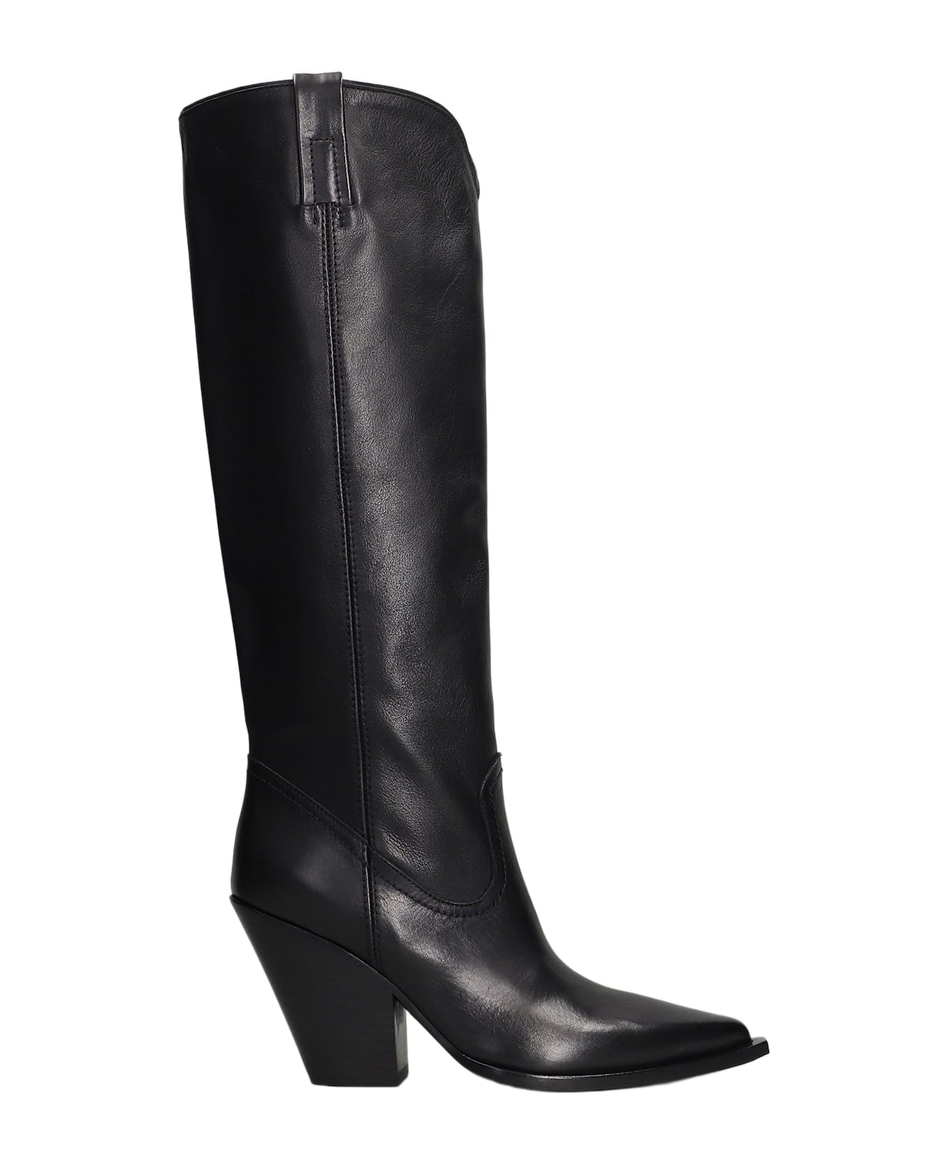 Elena Iachi Texan Boots In Black Leather - black