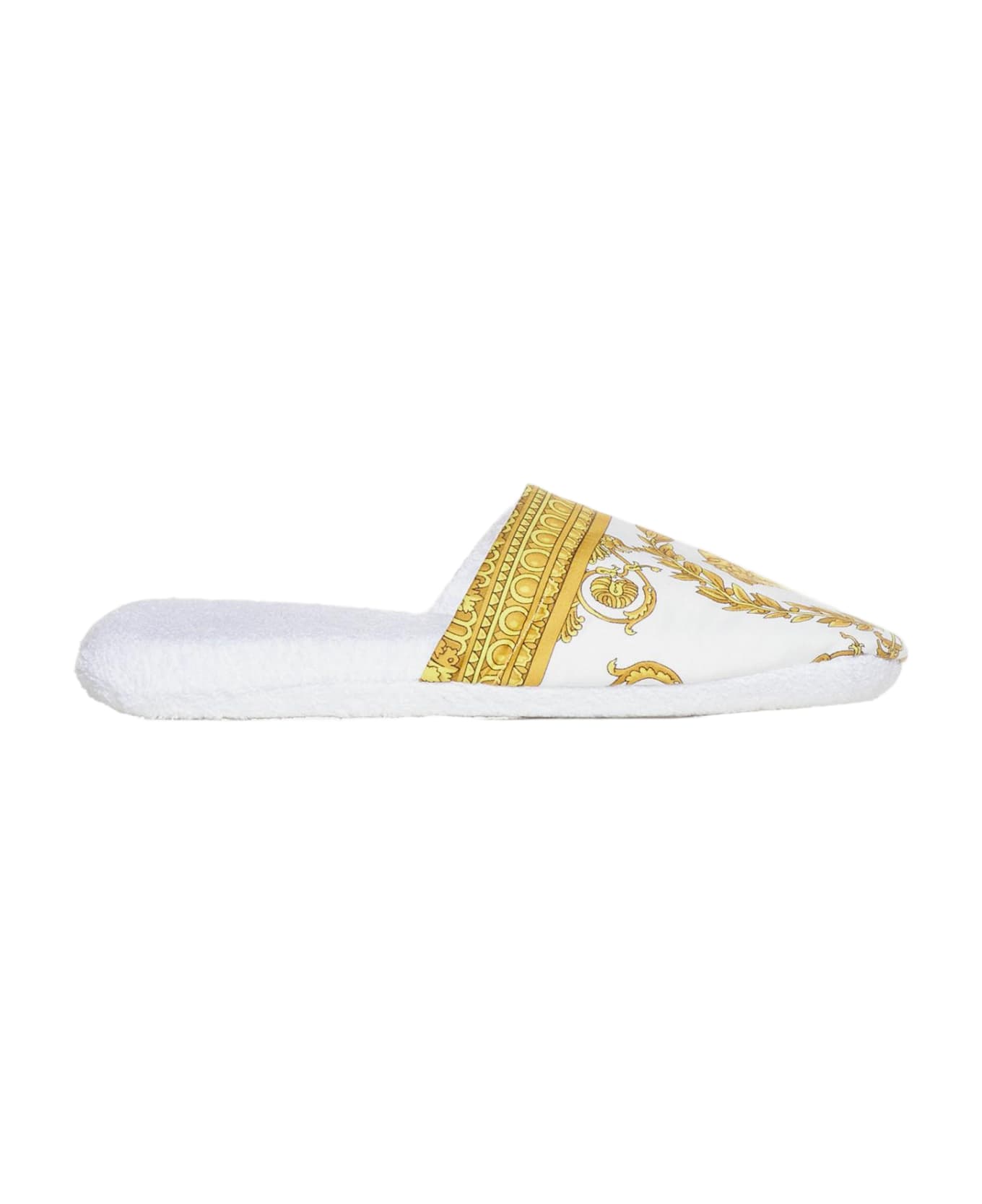 Versace I Love Baroque Cotton Slippers - Bianco
