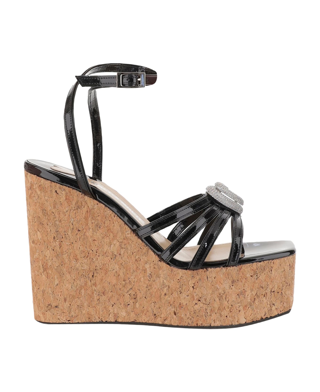 Mach & Mach Wedge Sandal With Heart Decoration - Red