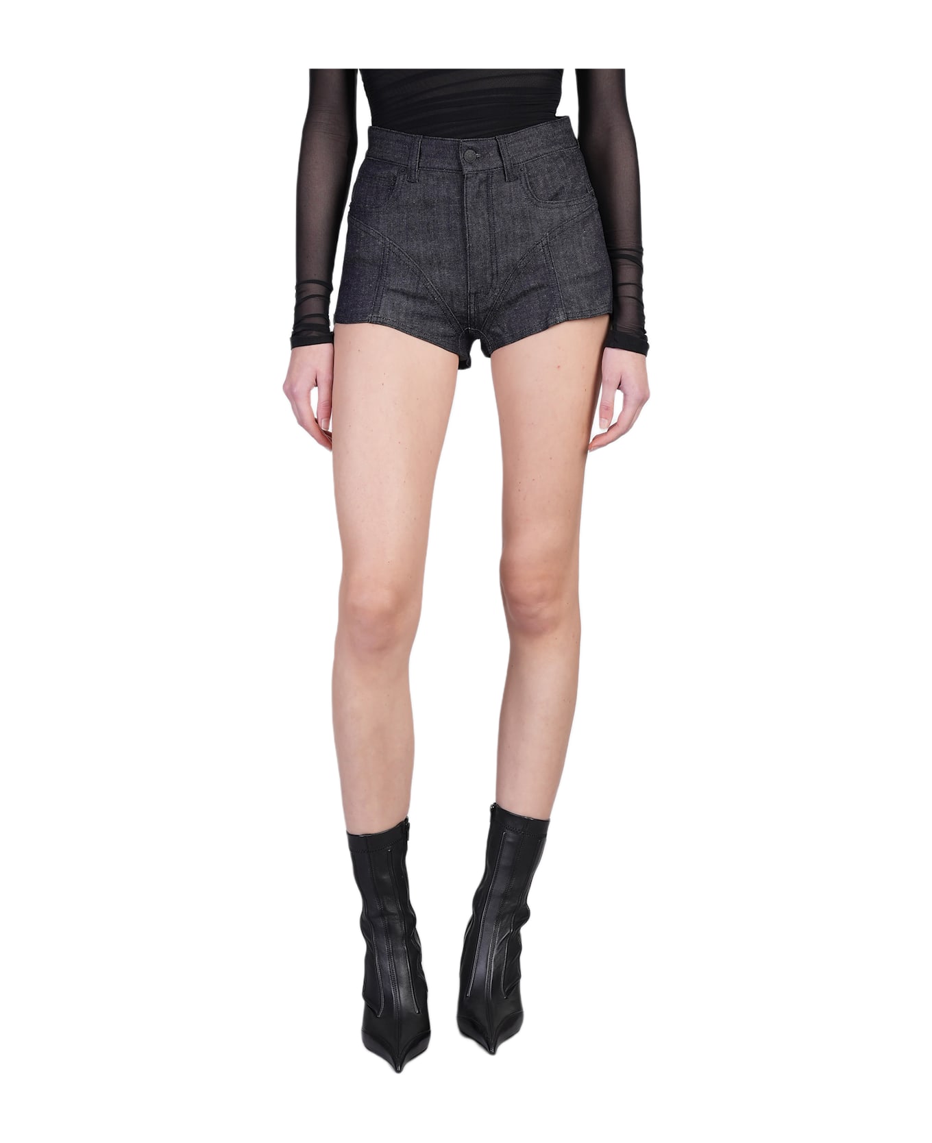 Mugler Shorts In Black Cotton - black