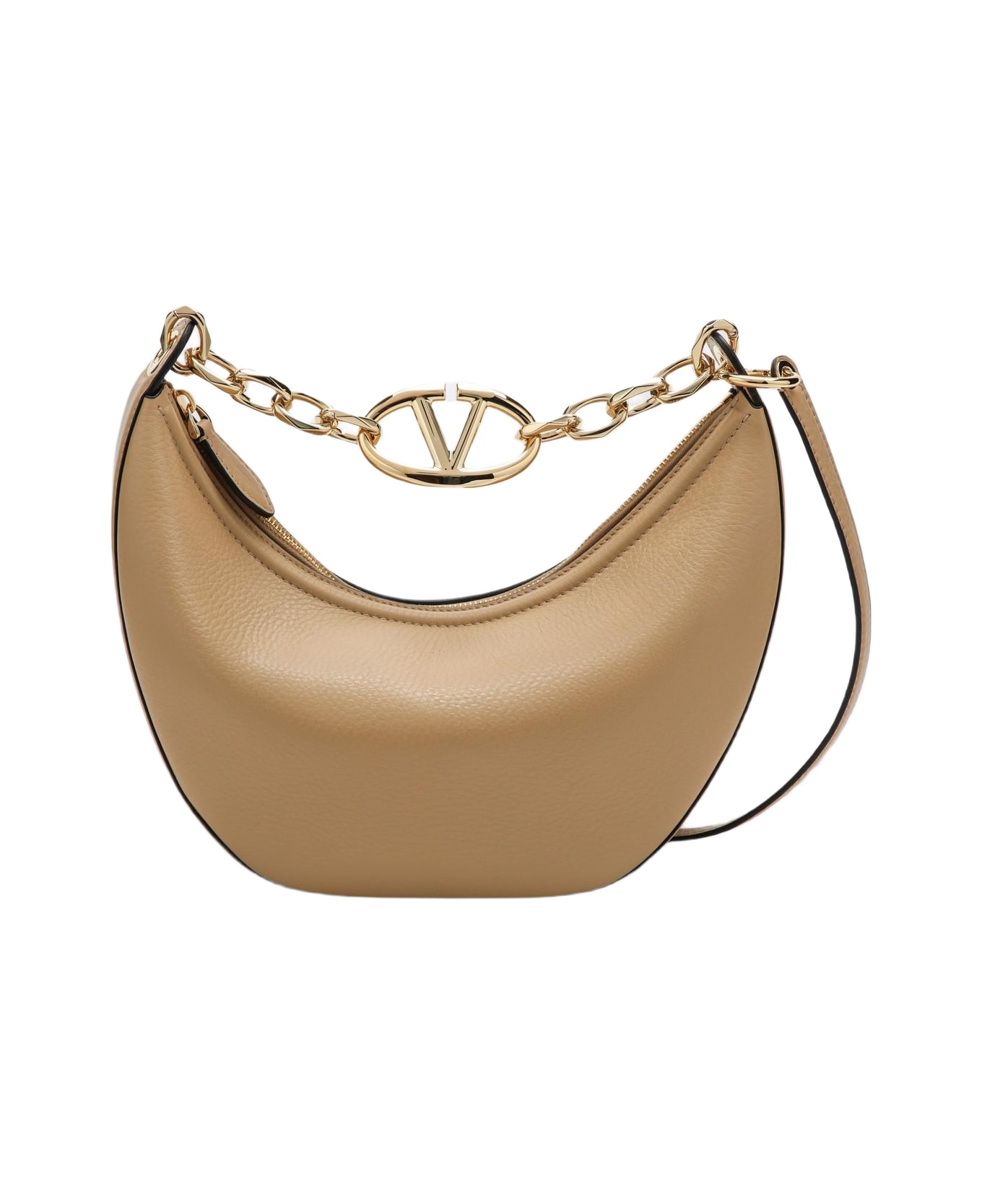 Valentino Garavani Vlogo Moon Cappuccino-coloured Small Hobo Bag
