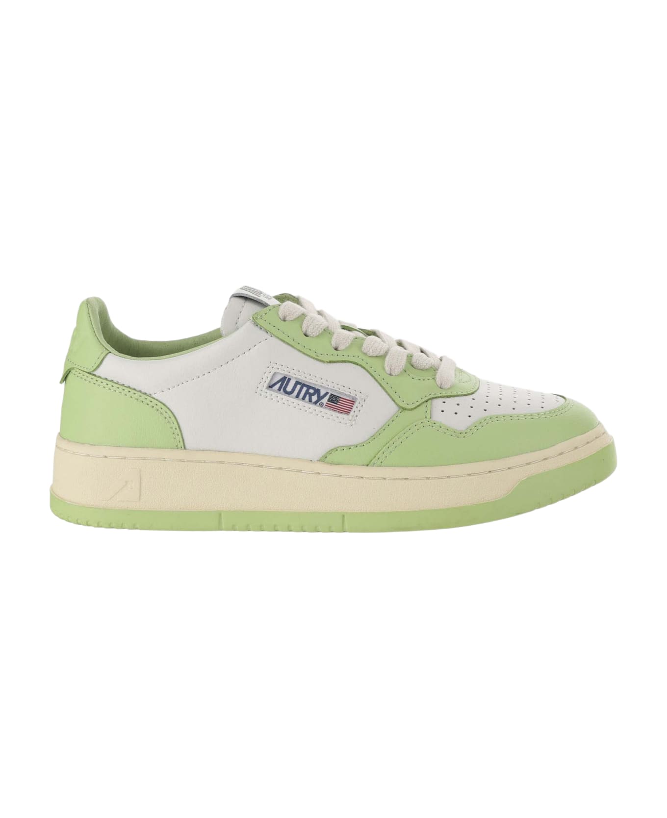 Autry Low Medalist Leather tallas - WHT/SNAP GRN