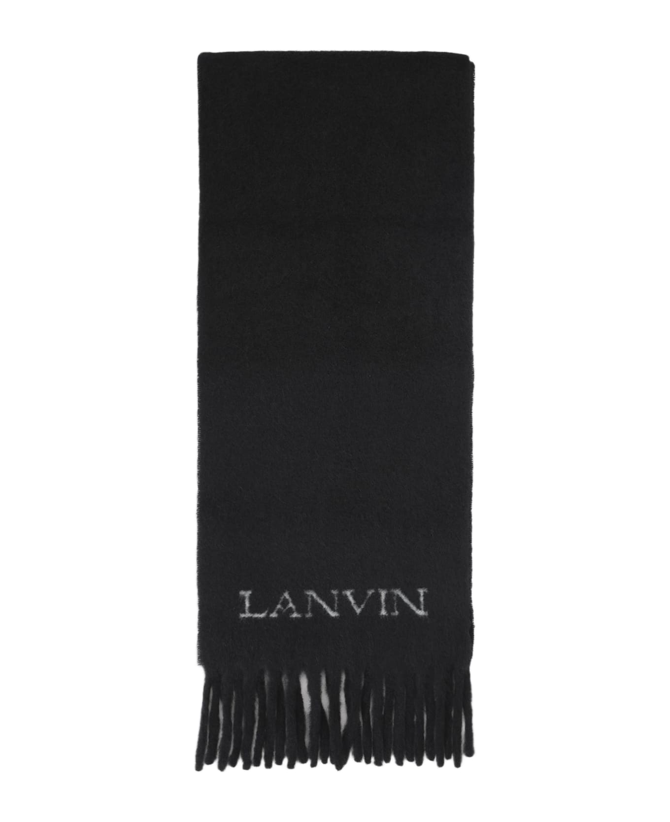 Lanvin Woven Alpaca Scarf - Black Midnight Blue