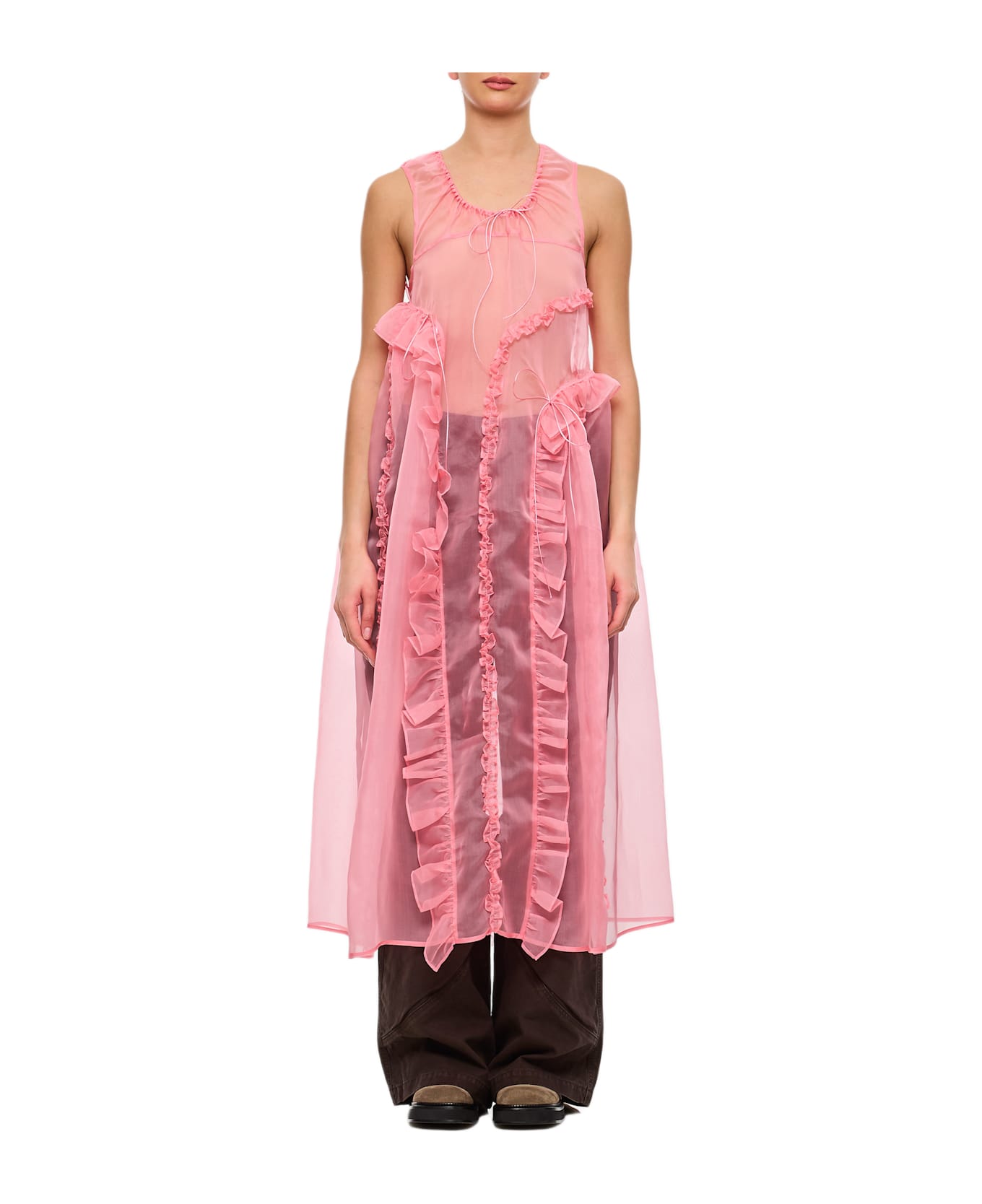 Cecilie Bahnsen Opal Ruffle Silk Satin Dress - Pink
