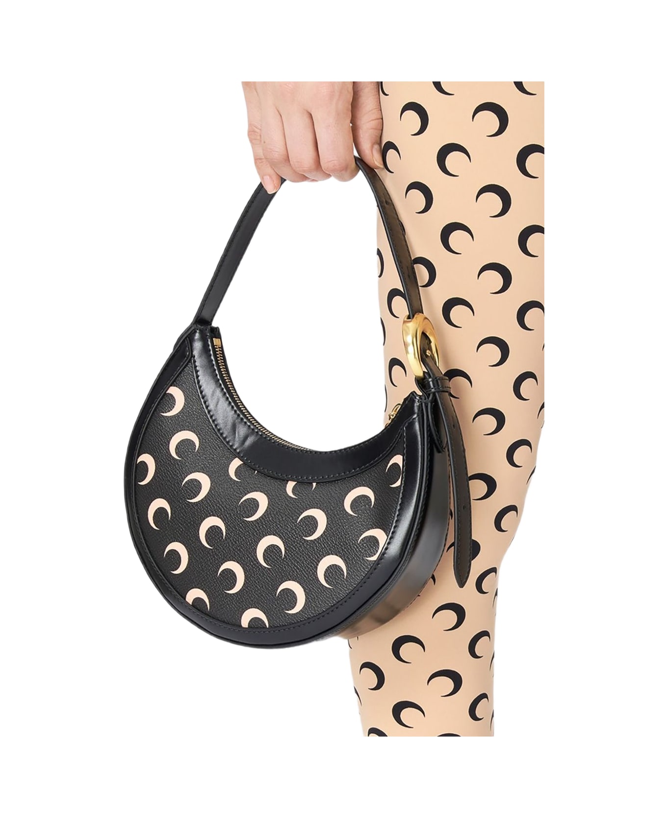 Marine Serre Moon Canvas Eclipse Mini Bag - Black