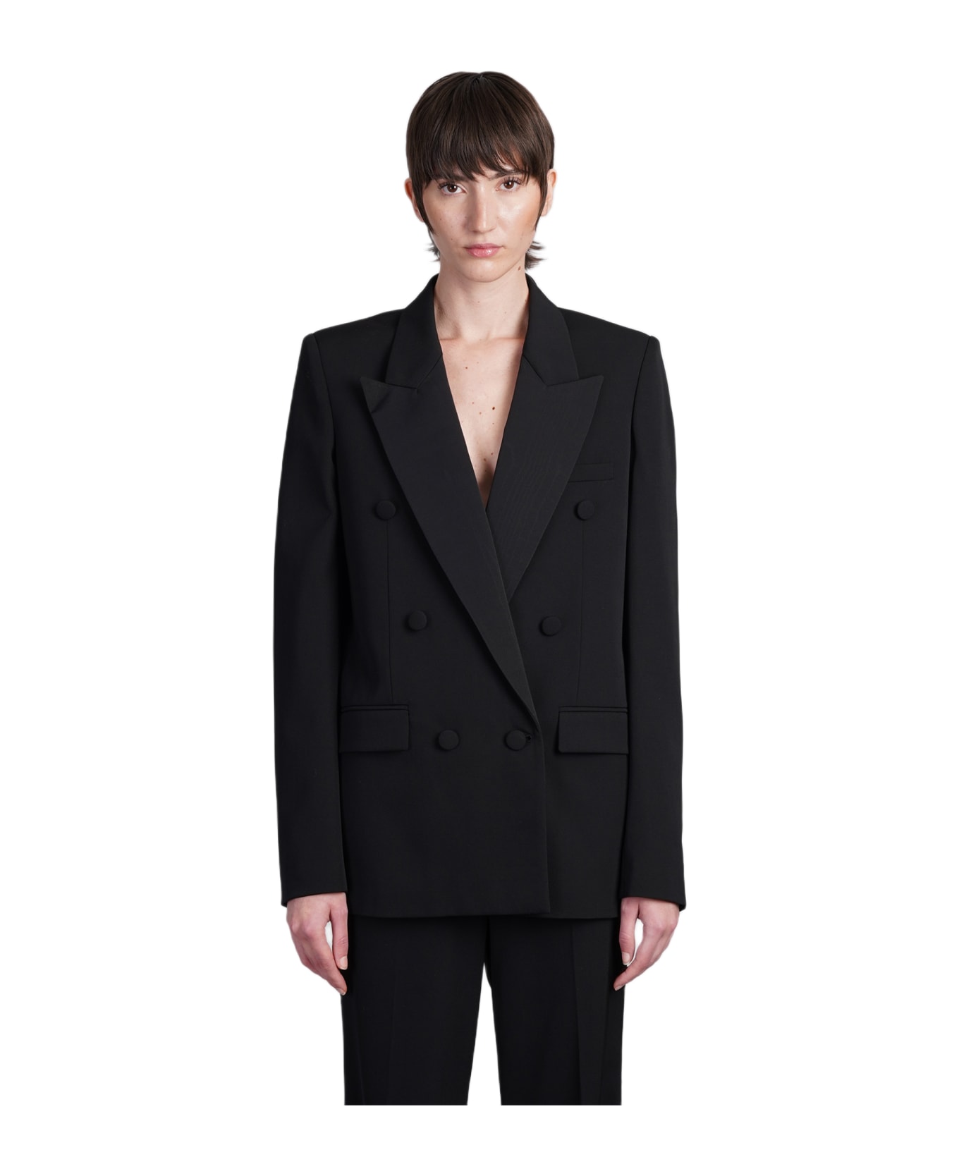 ジャケット Stella McCartney FW24 TUXEDO DB JACKET (6501163CU704 1000) Stella McCartney Tuxedo Double-breasted Blazer | italist