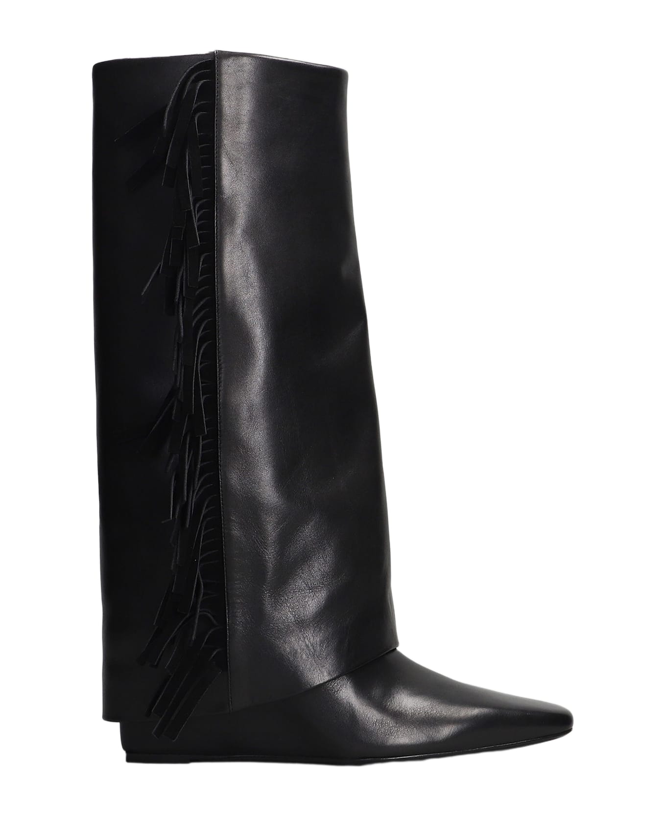 Simkhai Quinn Low Heels Boots In Black Leather - Black