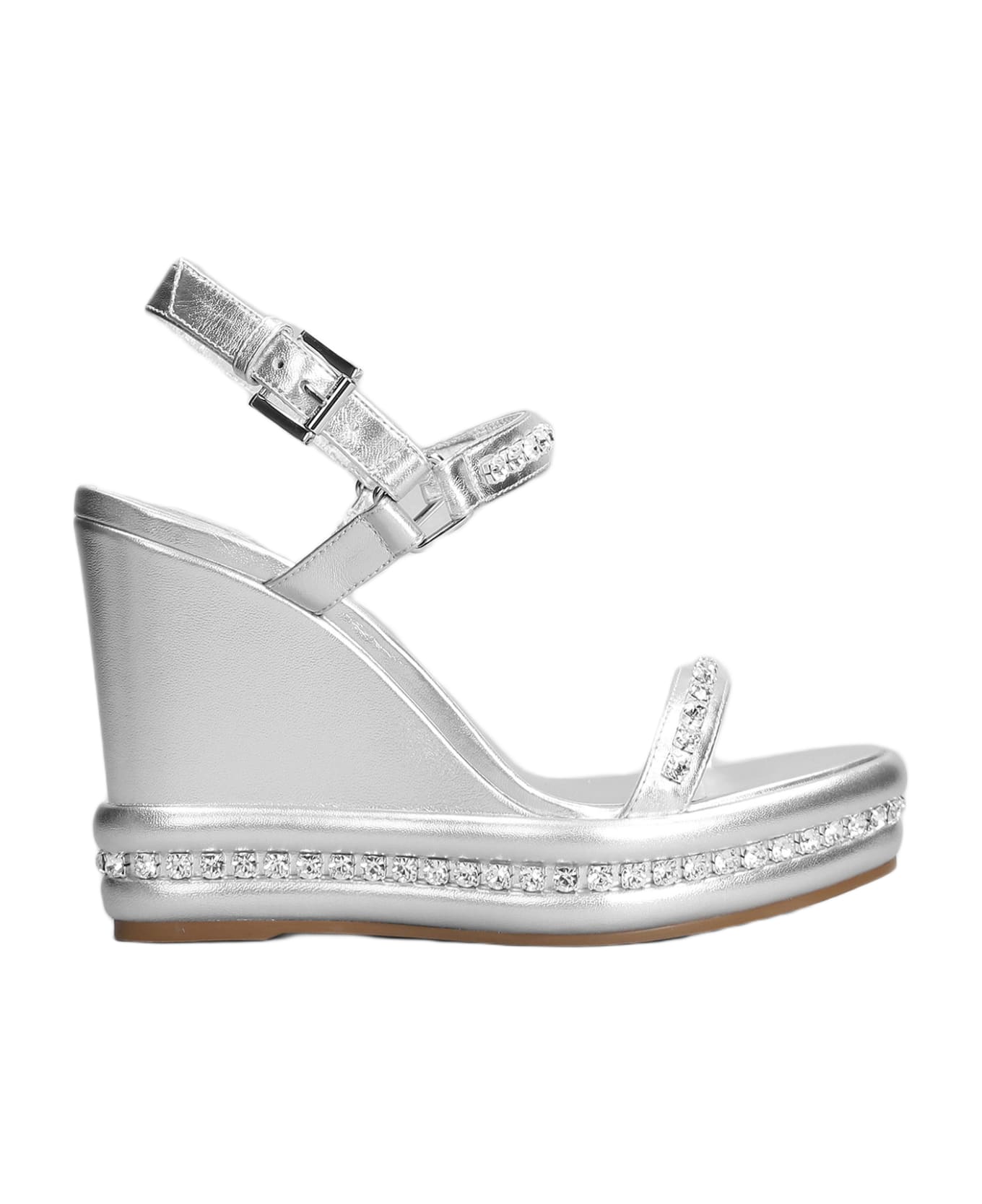 Christian Louboutin Pyrastrass 110 Wedges In Silver Leather - silver