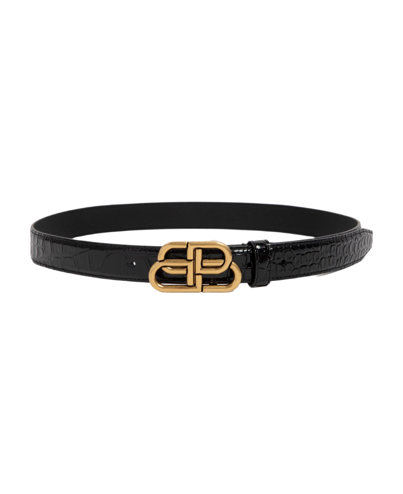 Balenciaga Black Leather Bb Belt - 1000