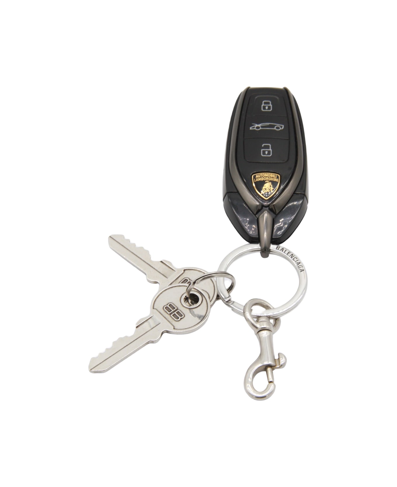 Balenciaga Silver Metal Lamborghini Key Ring - Silver