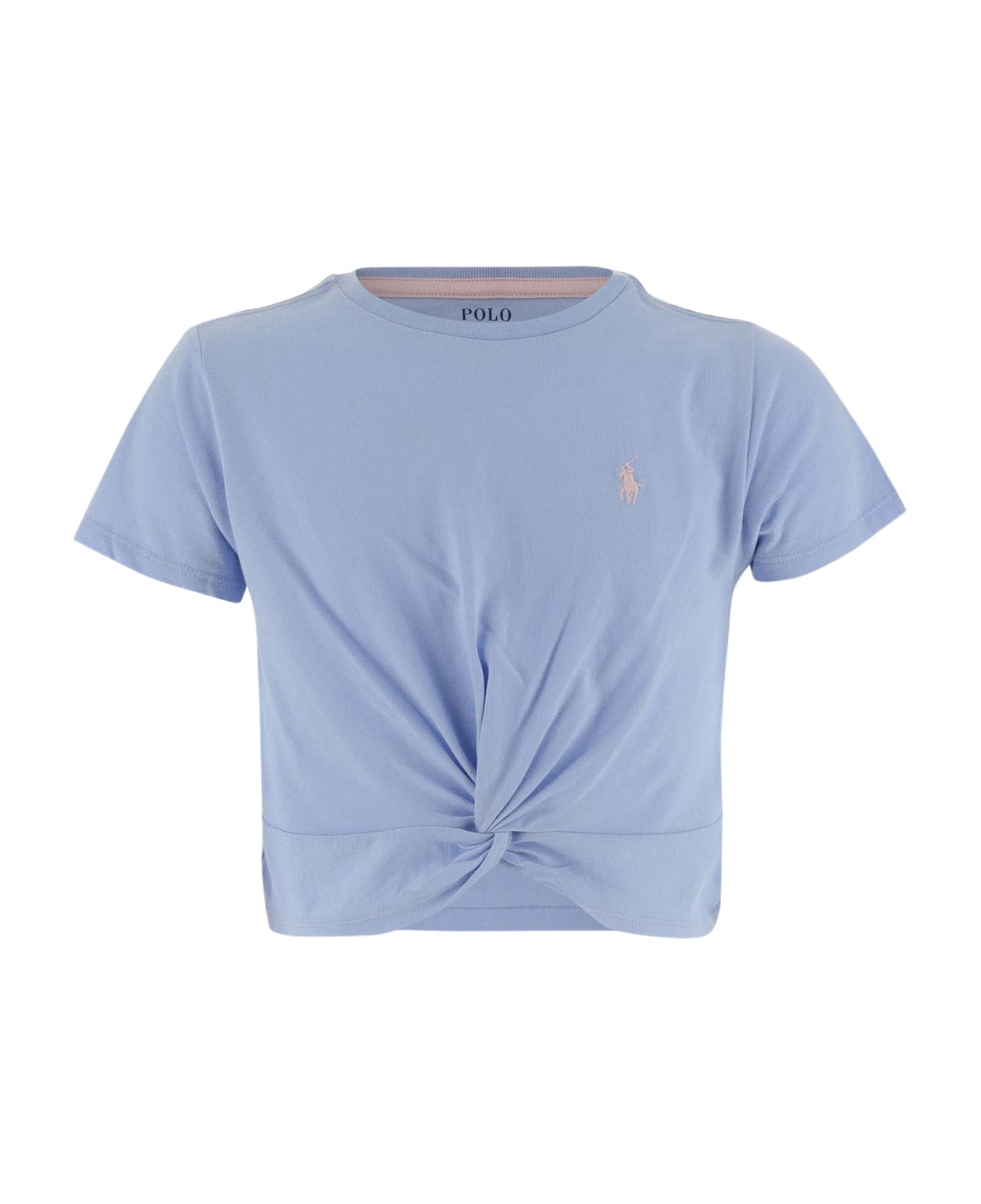 Ralph Lauren Cotton Crop T-shirt With Logo - Azzurro
