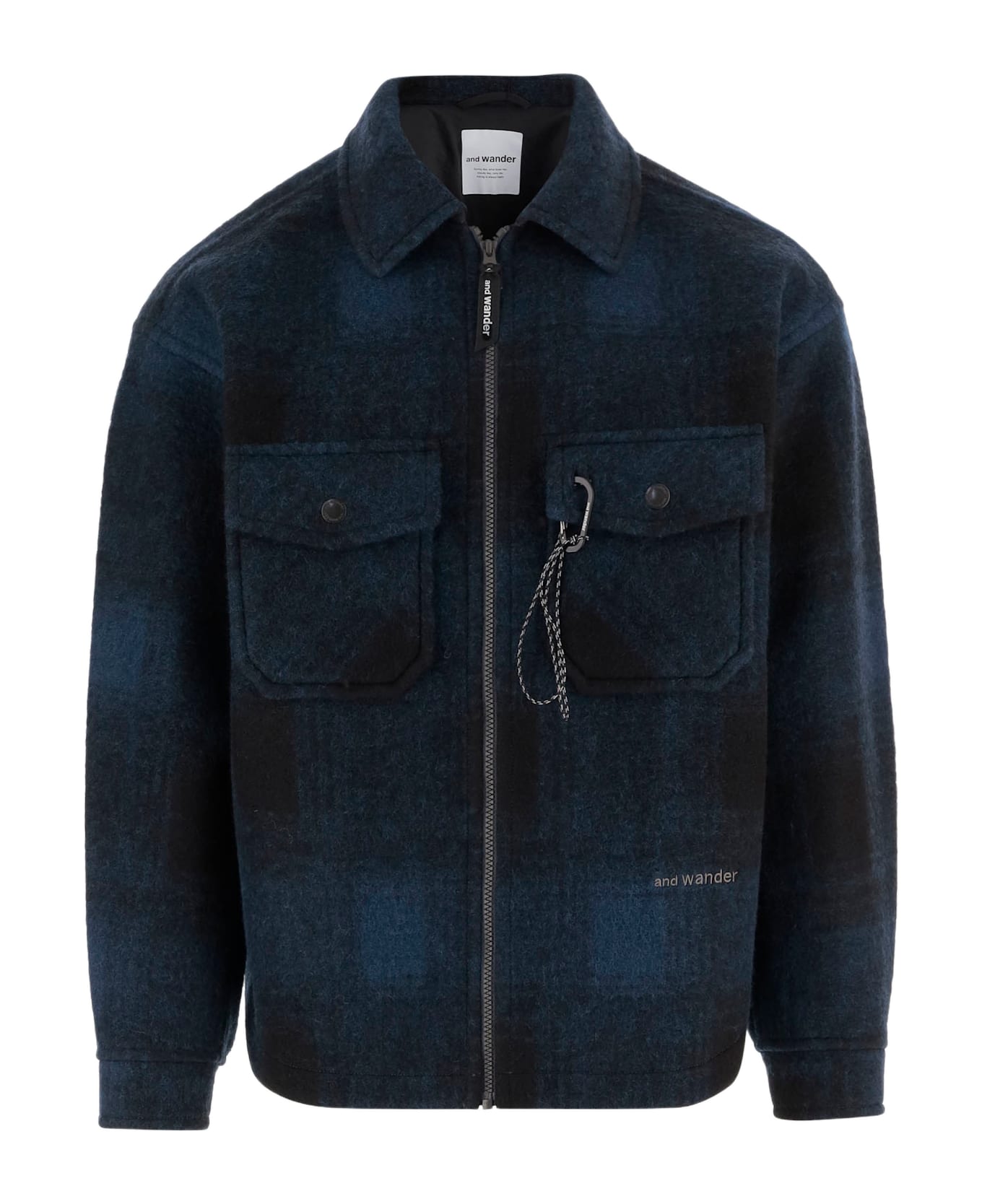 And Wander Checkered Wool Blend Jacket - Red