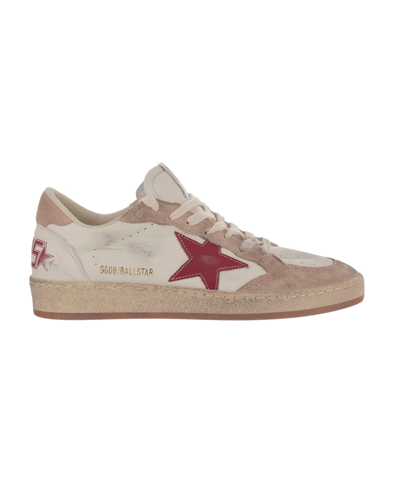 Golden Goose 'ball Star' White Leather Sneakers - Red