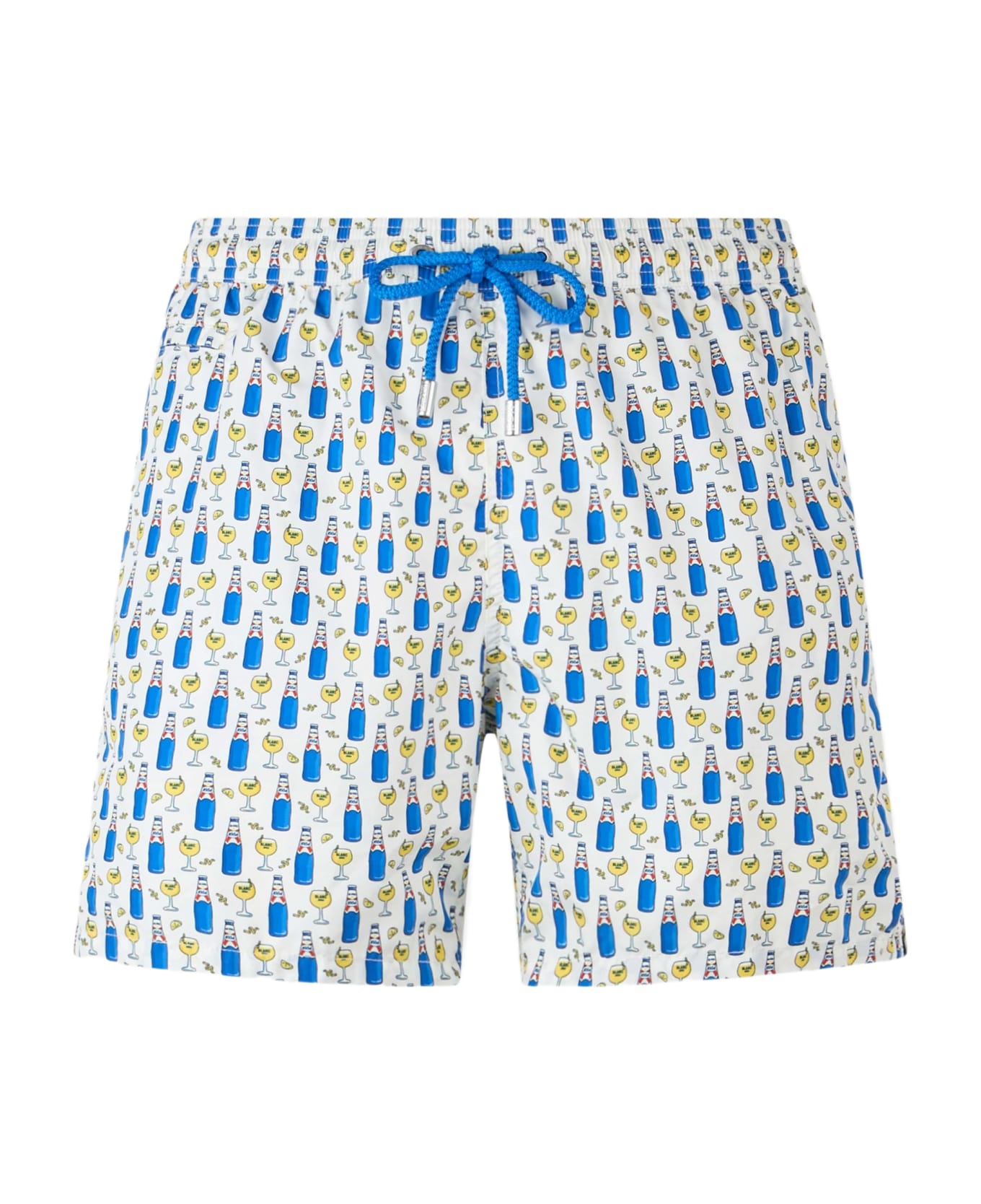MC2 Saint Barth Man Lightweight Fabric Swim Shorts With Blanc 1664 Print | Blanc 1664 Special Edition - WHITE