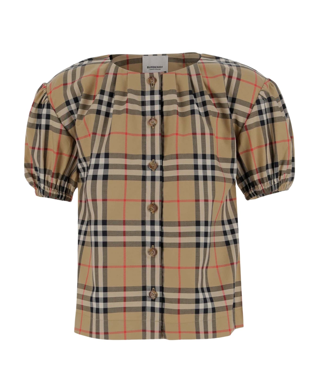 Burberry Stretch Cotton Twill Shirt With Check Pattern - Red