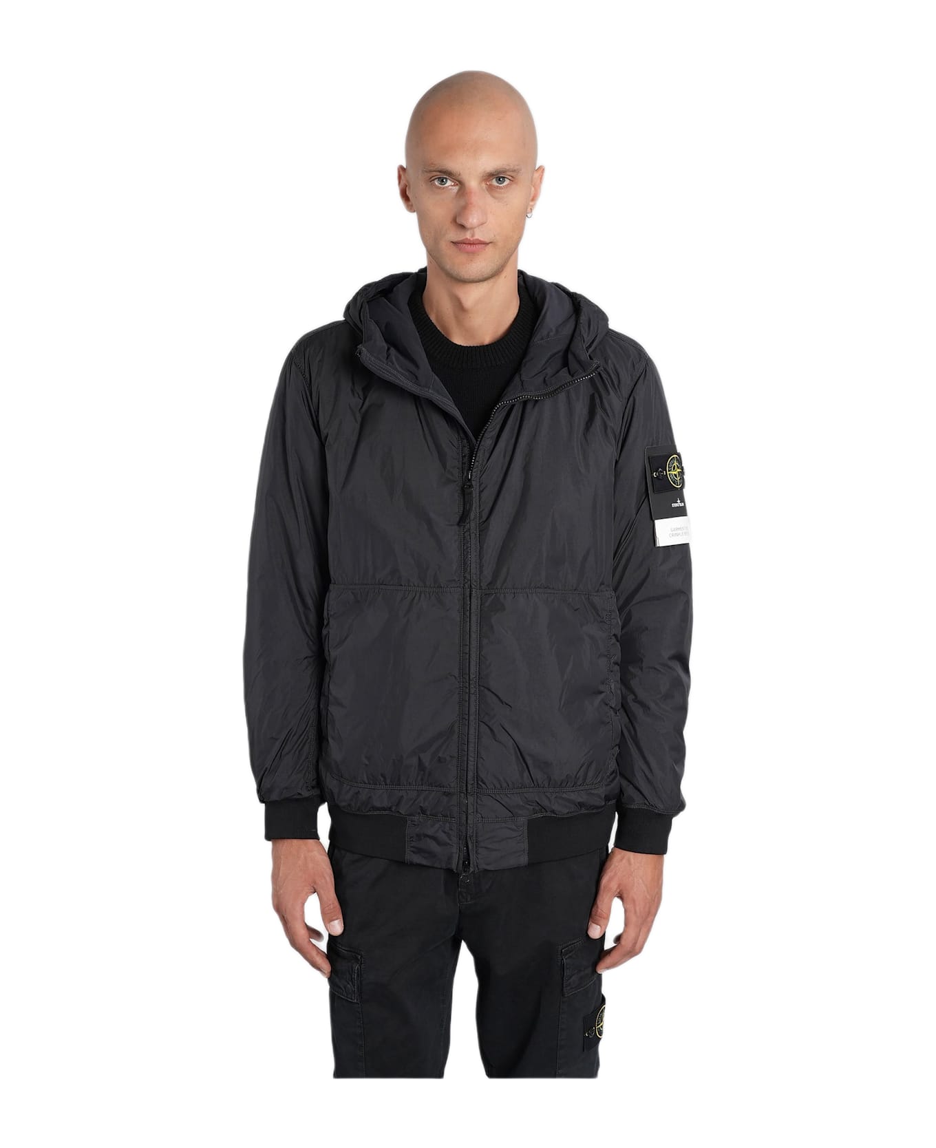 Stone Island Casual Jacket In Black Polyamide - black