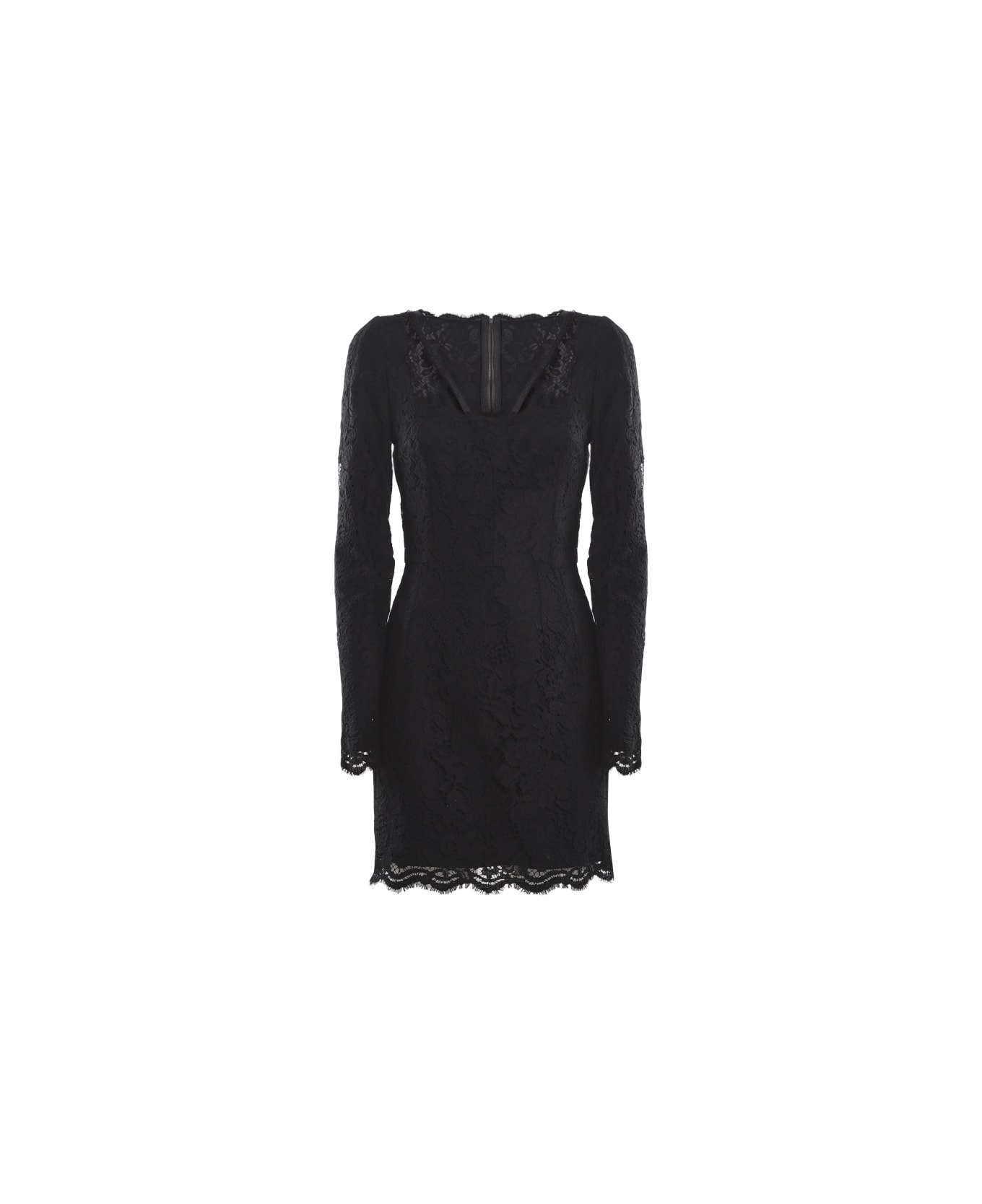 Dolce & Gabbana Mini Dress In Cordonetto Lace - Black