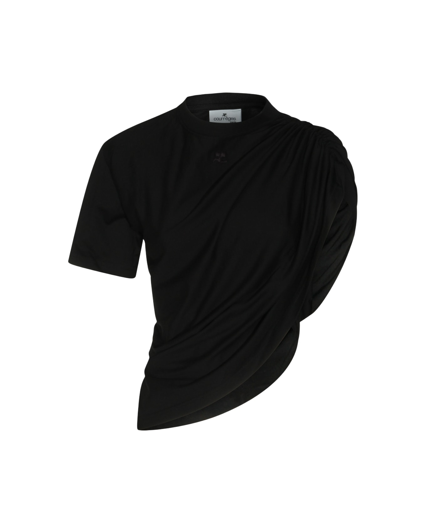 Courrèges Black Cotton Stretch Top - Black