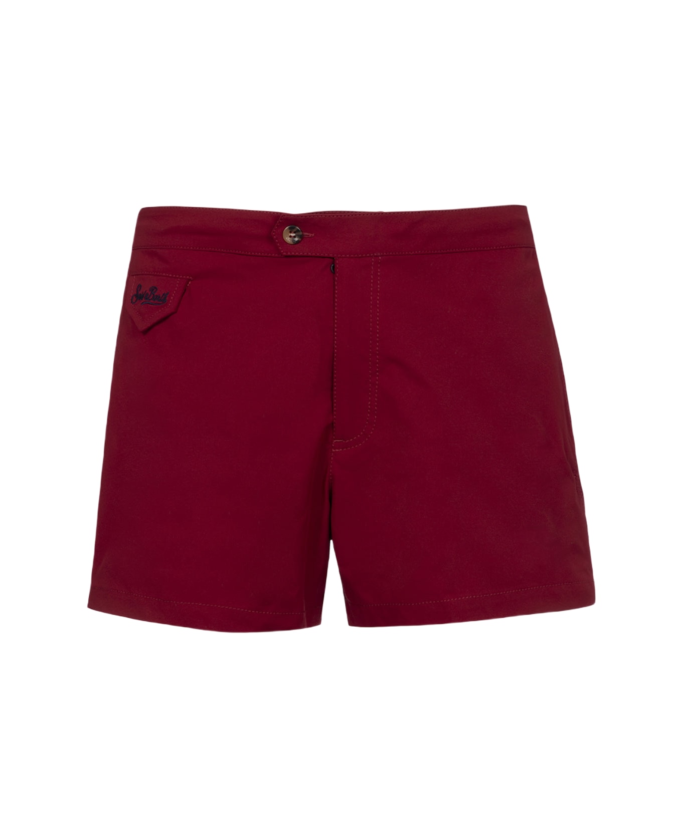 MC2 Saint Barth Man Burgundy Fitted Cut Swim Shorts Harrys - RED