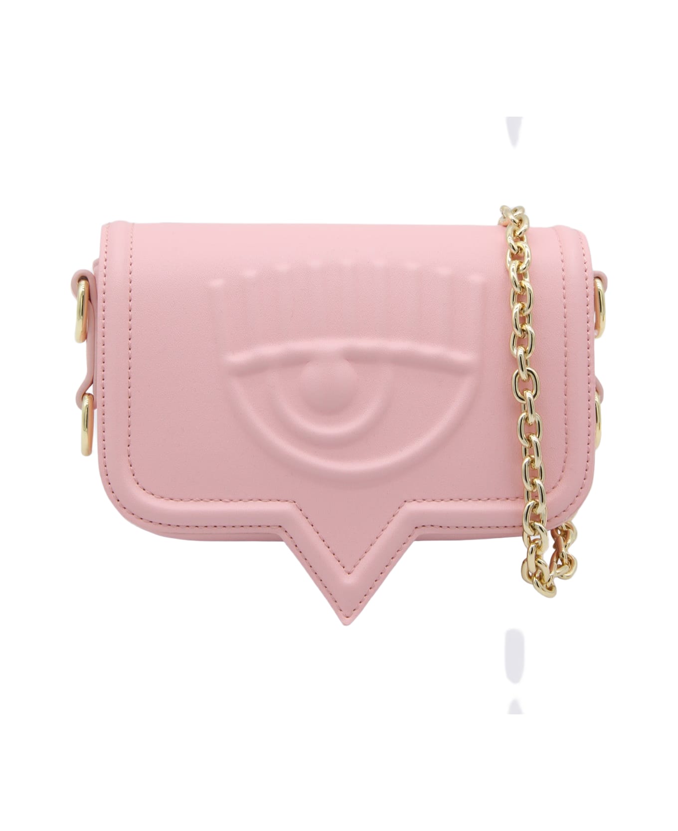 Chiara Ferragni Pink Faux Leather Eyelike Shoulder Bag - Pink