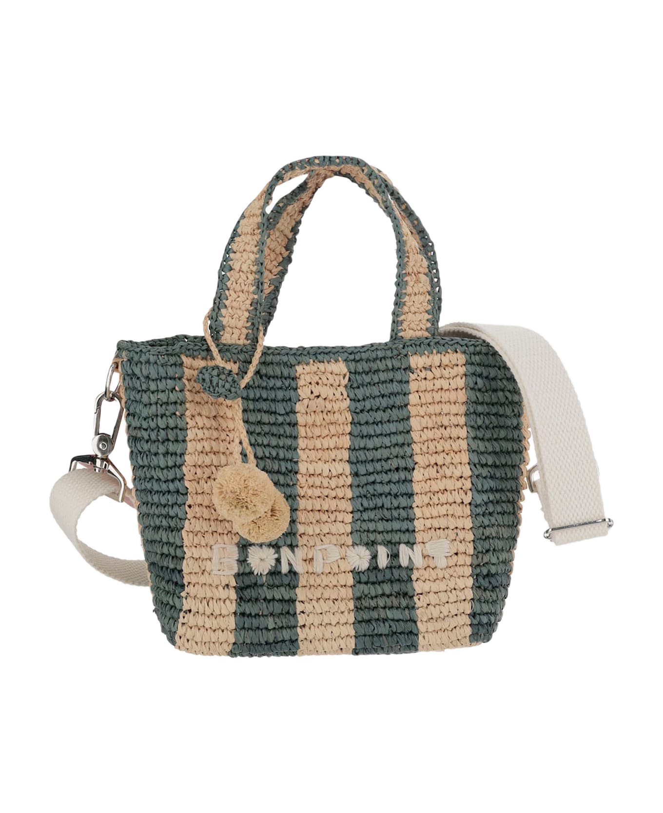 Bonpoint Raffia Handbag With Logo - Red