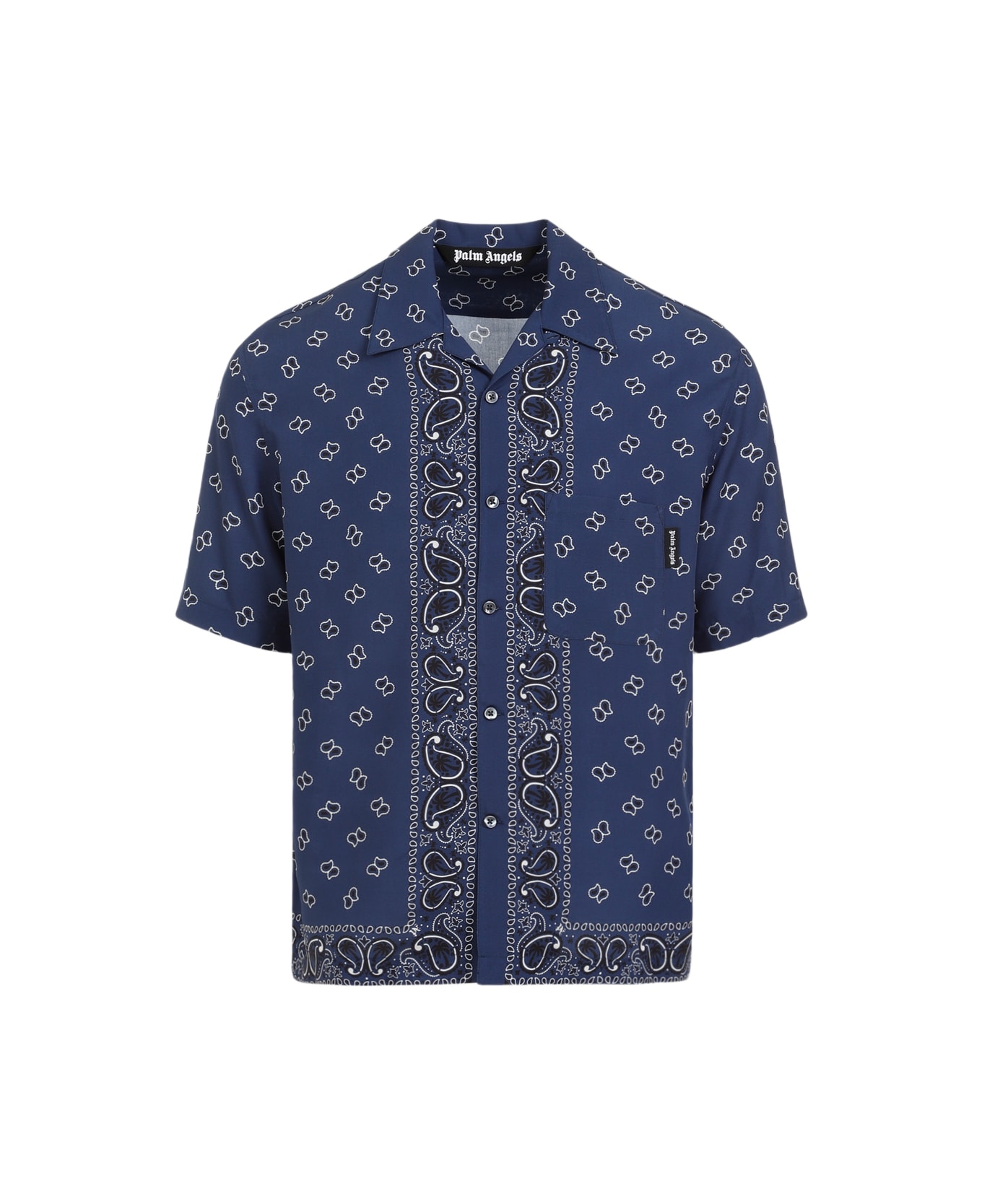 Palm Angels Paisley Bowling Shirt - Navy Blue