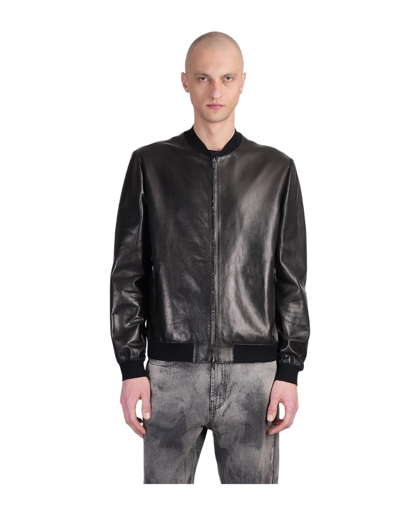 Salvatore Santoro Bomber Jacket In Black Leather - black