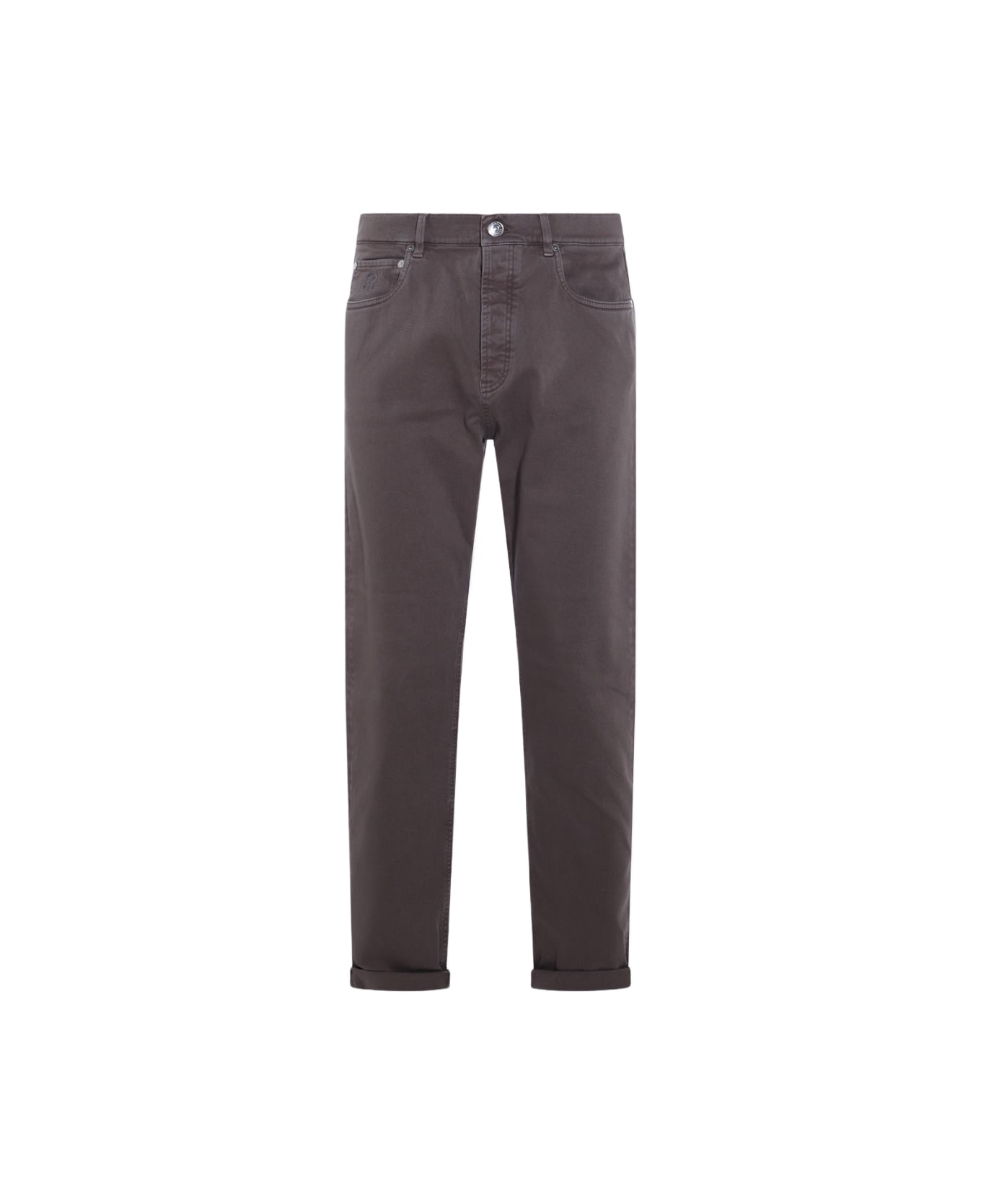 Brunello Cucinelli Brown Cotton Pants - Dove Grey