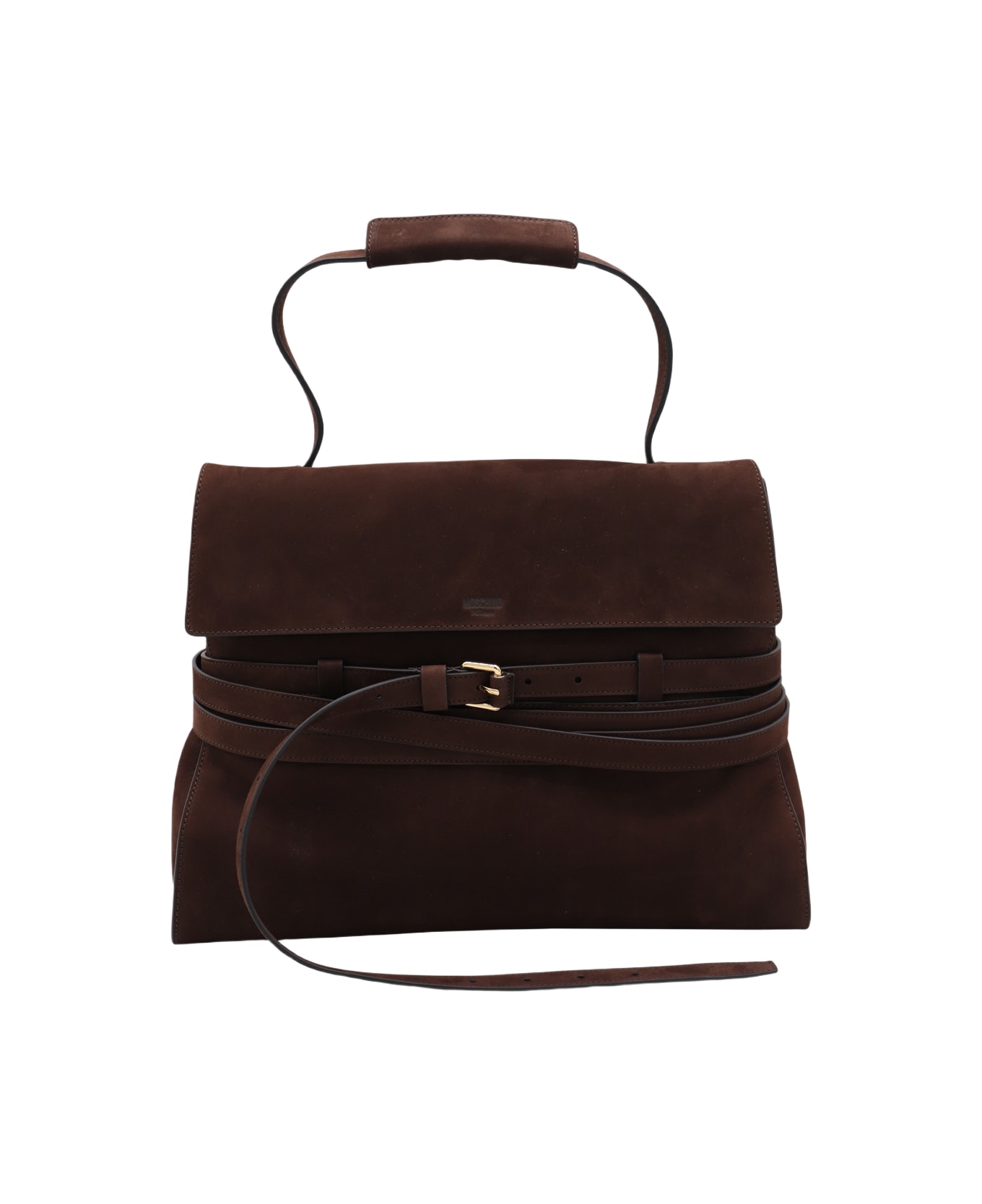 Moschino Brown Leather Shoulder Bag - T.moro