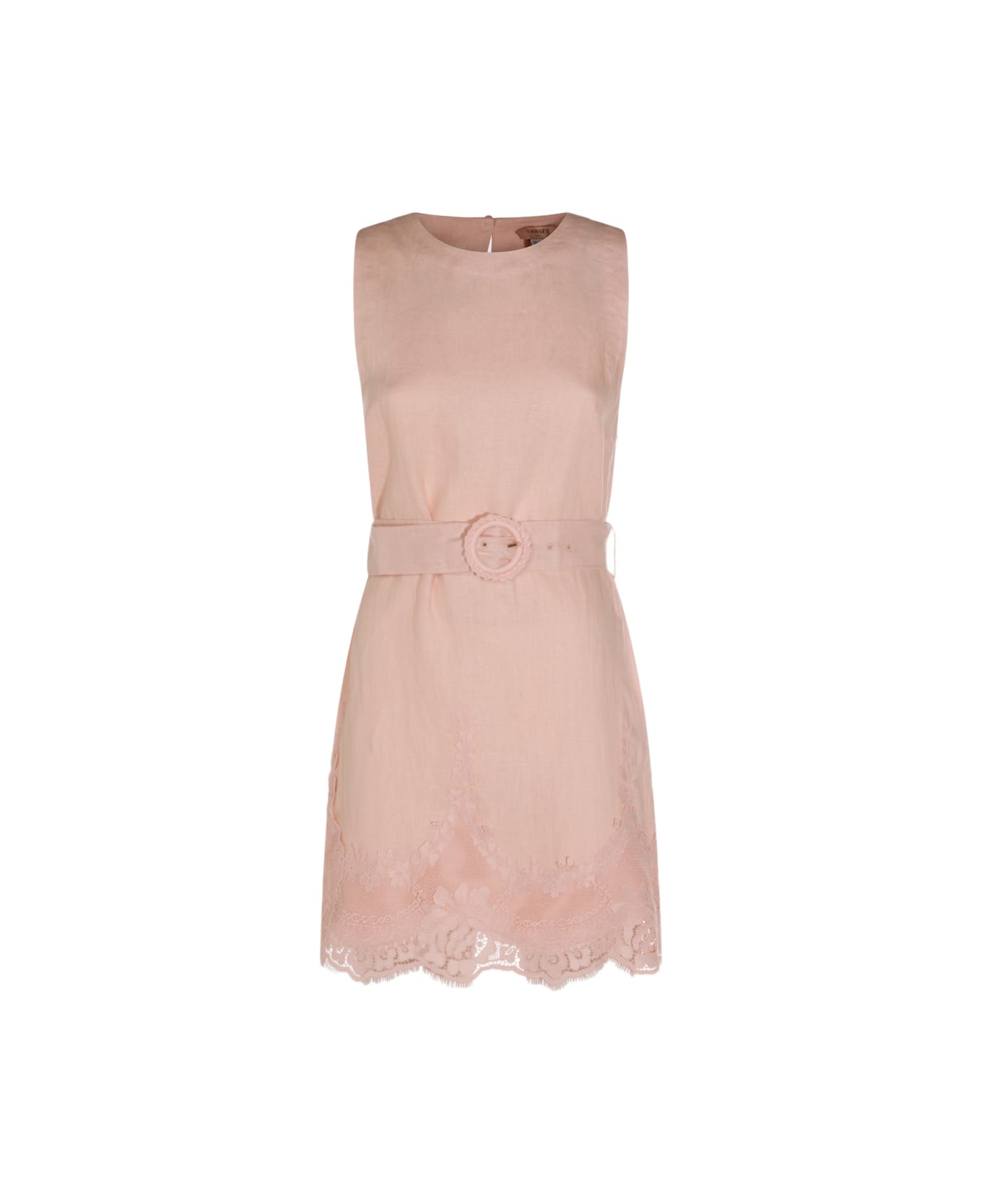 TwinSet Pink Linen Mini Dress - PEARL ROSE