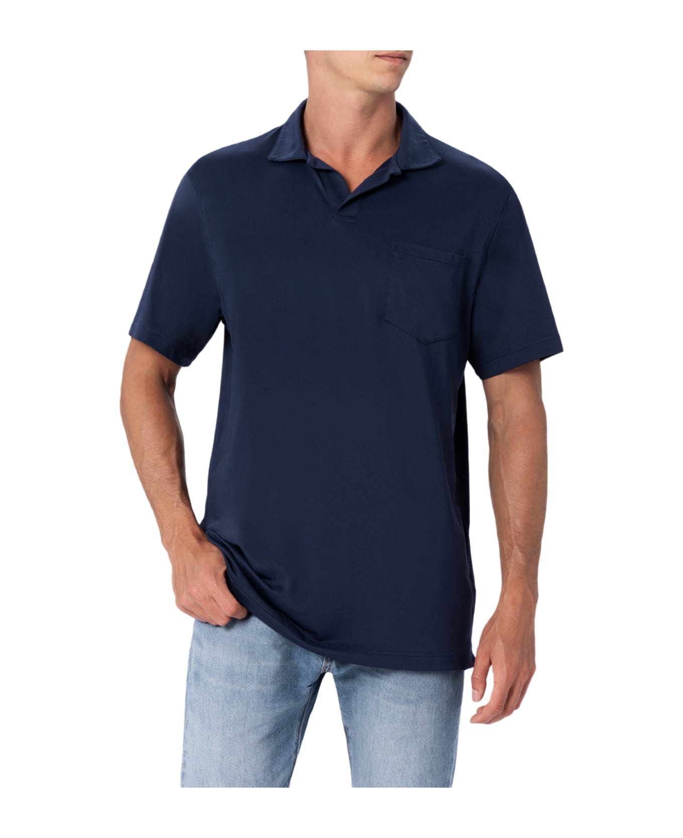 MC2 Saint Barth Man Navy Blue Technical Piquet Polo Shirt Camber - BLUE