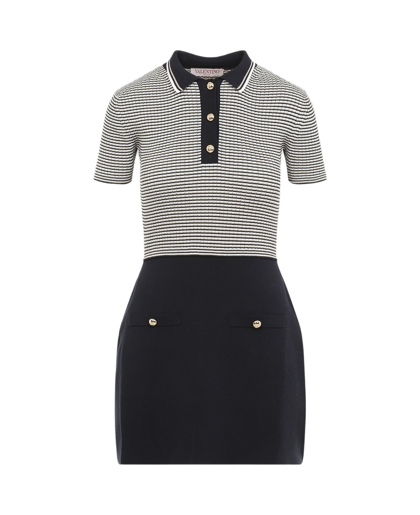 Valentino Knit Mini Dress - Cl Avorio Navy Oro