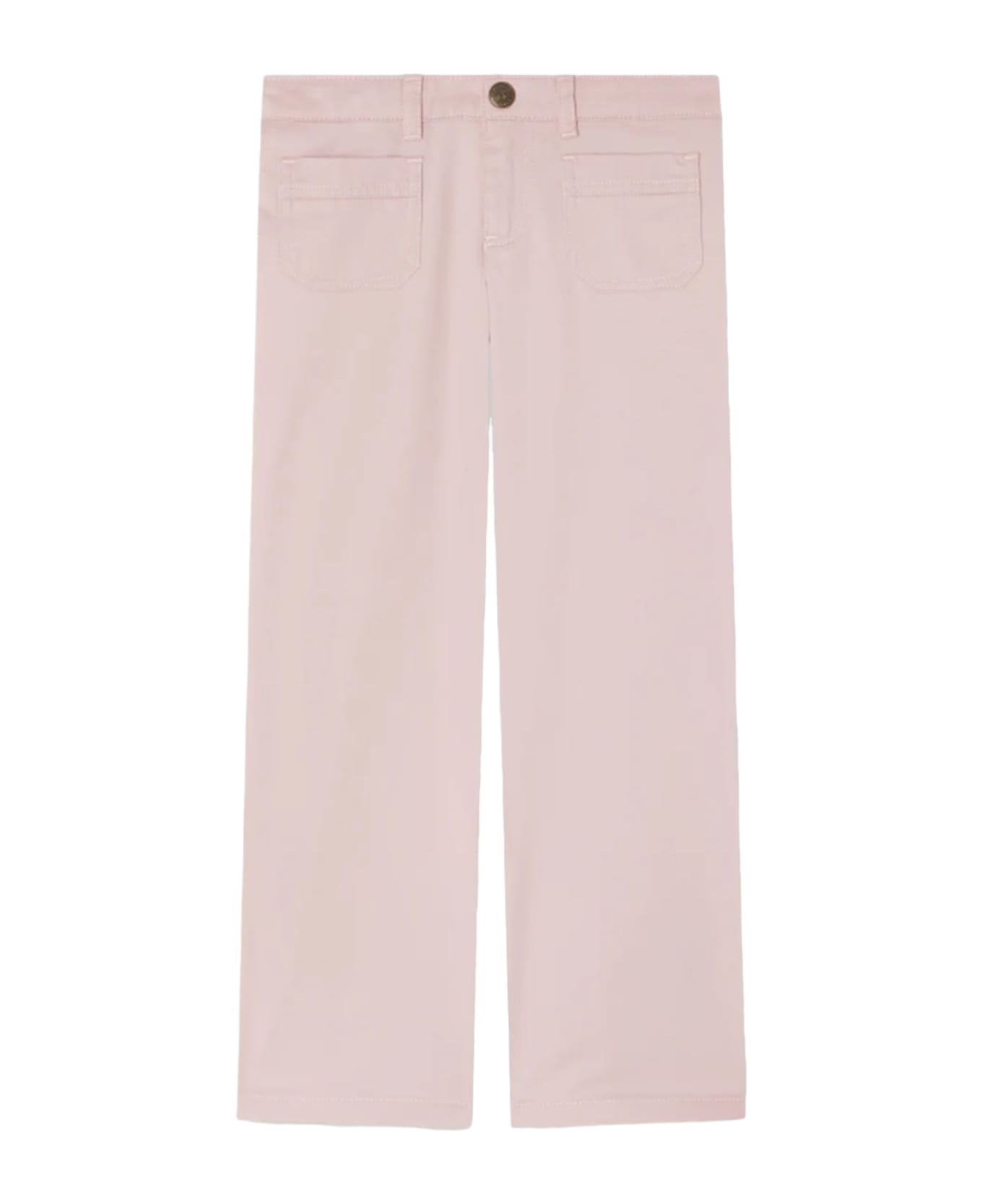Bonpoint Cotton Denim Pants With Logo - Rosa