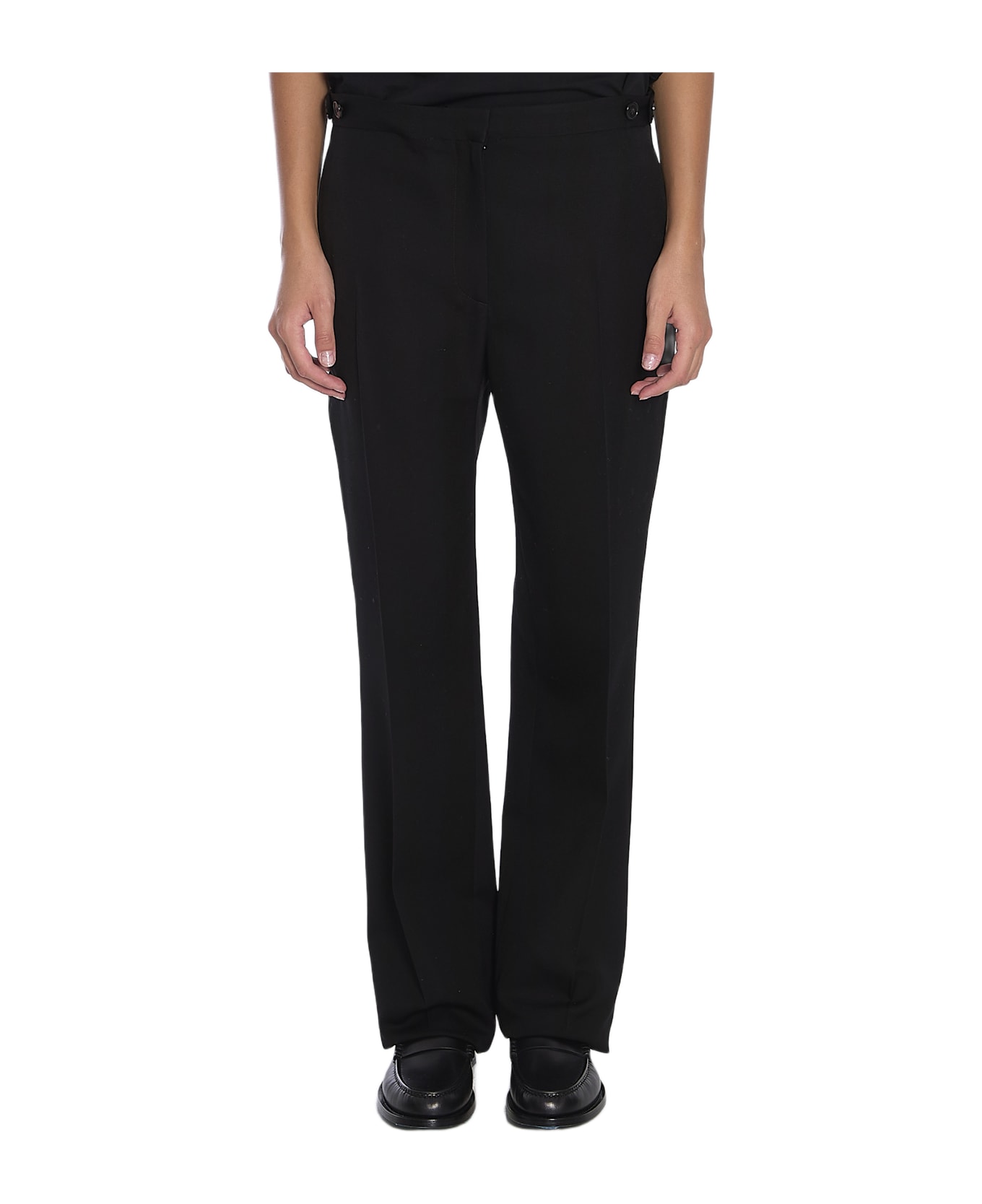 【関税&送料込】The Row Black Wool Jesse Pant Jesse mid-rise wool straight pants in black - The Row