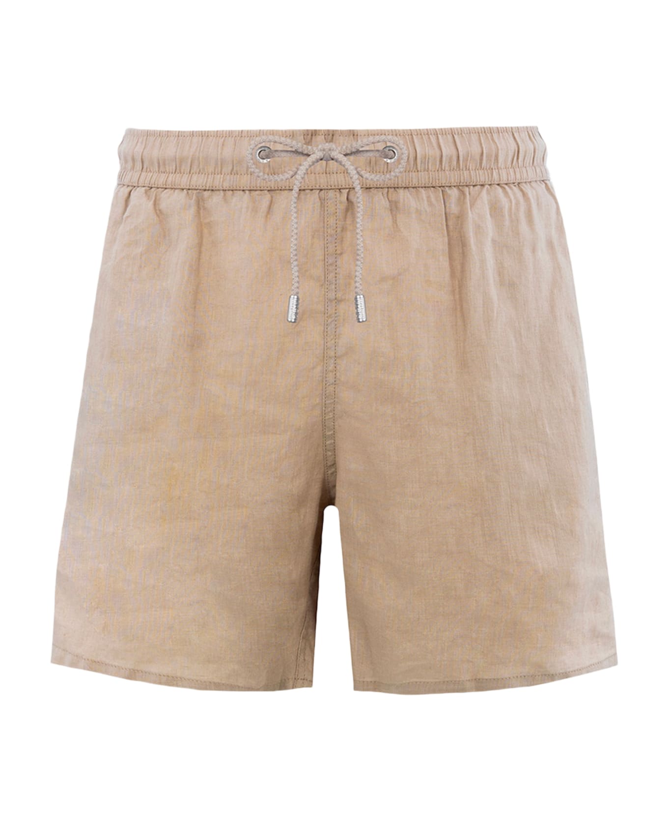 MC2 Saint Barth Man Mid-length Beige Linen Swim-shorts Gustavia - WHITE