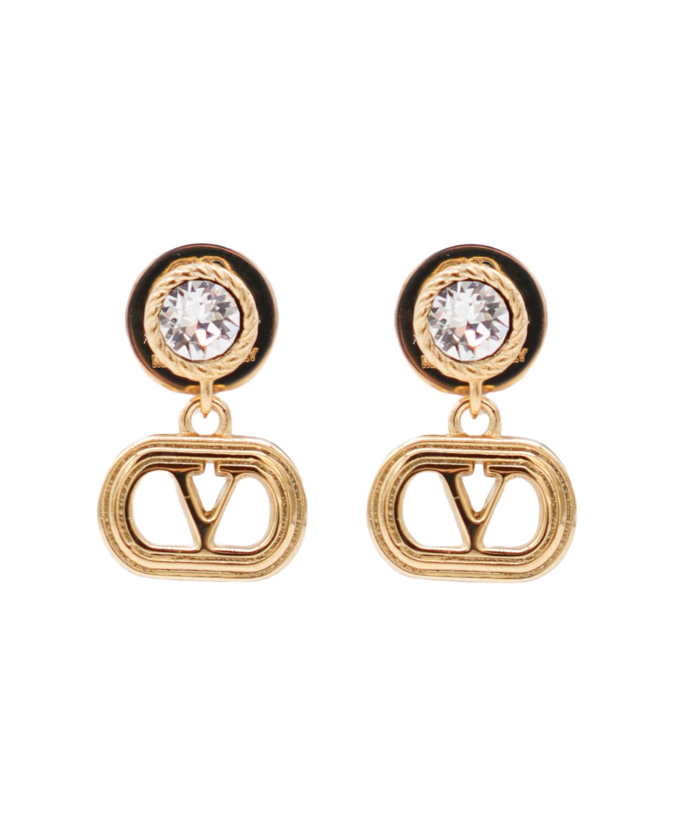 Valentino Garavani Gold And Crystal Metal Earrings - ORO/CRYSTAL